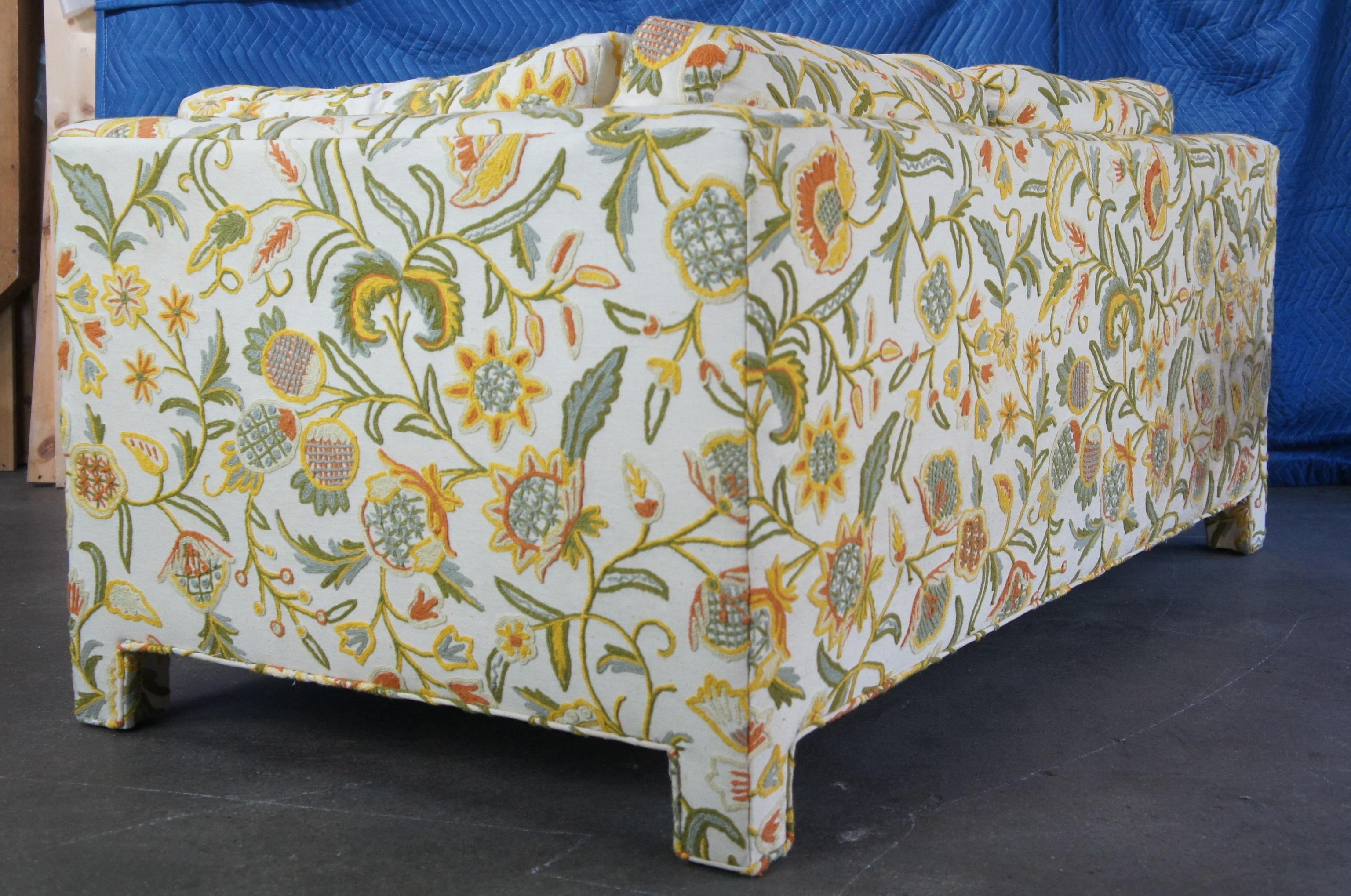 2 Erwin Lambeth Mid-Century Modern Parsons Style Crewel Sofa Settee Love Seats 4