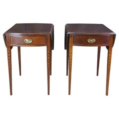 2 Ethan Allen 18th Century Mahogany Pembroke Tables Sheraton Hepplewhite 22-8504