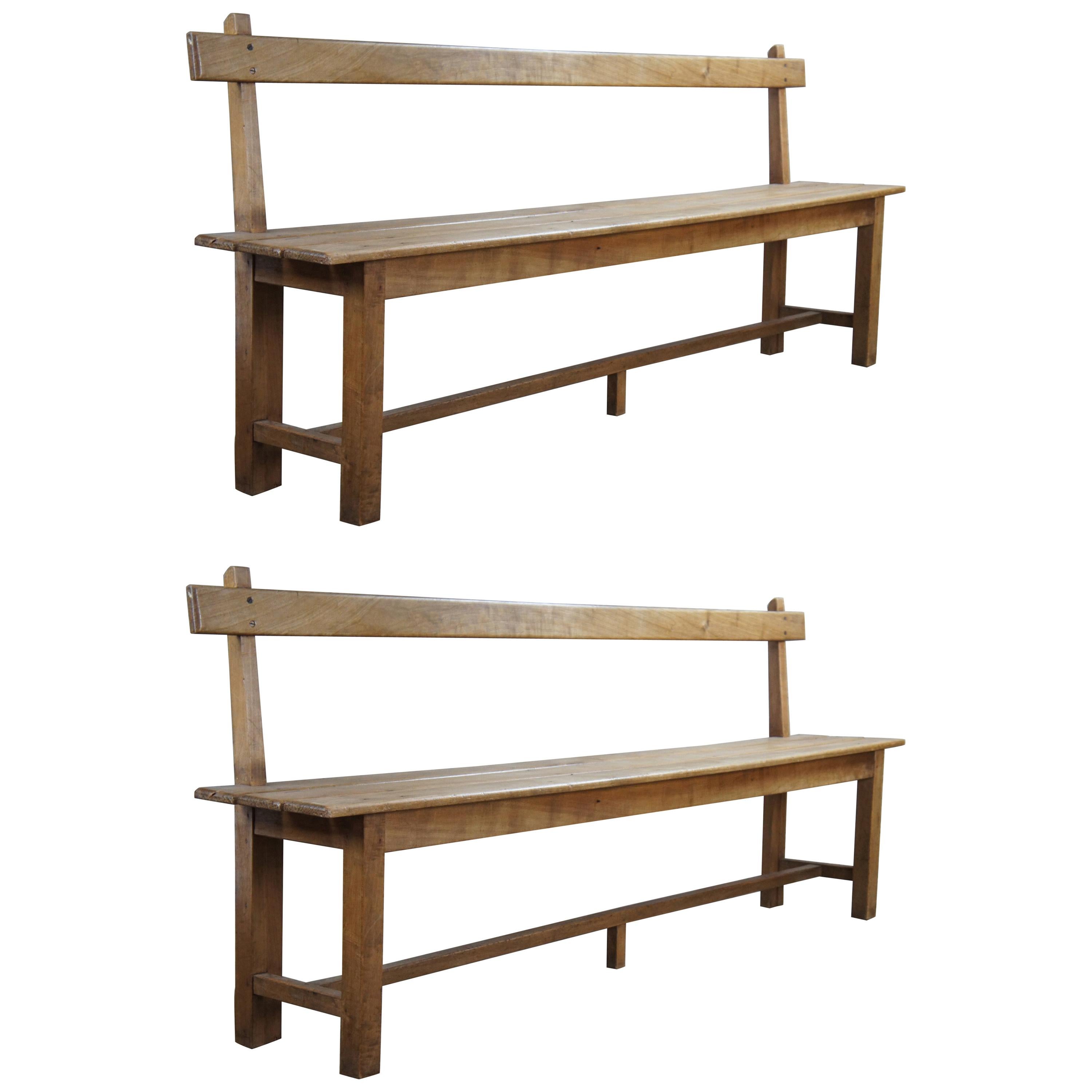 2 European Tulip Wood Farmhouse Pub Bench Seats Old World