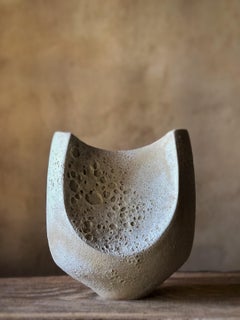 2 Facetted Vase With White Crackle Glaze by Sophie Vaidie
