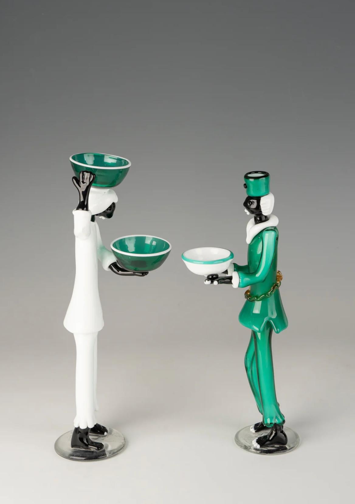 2 Figurilla Fulvio Bianconi para Venini 1950, firmada Hecho a mano en venta