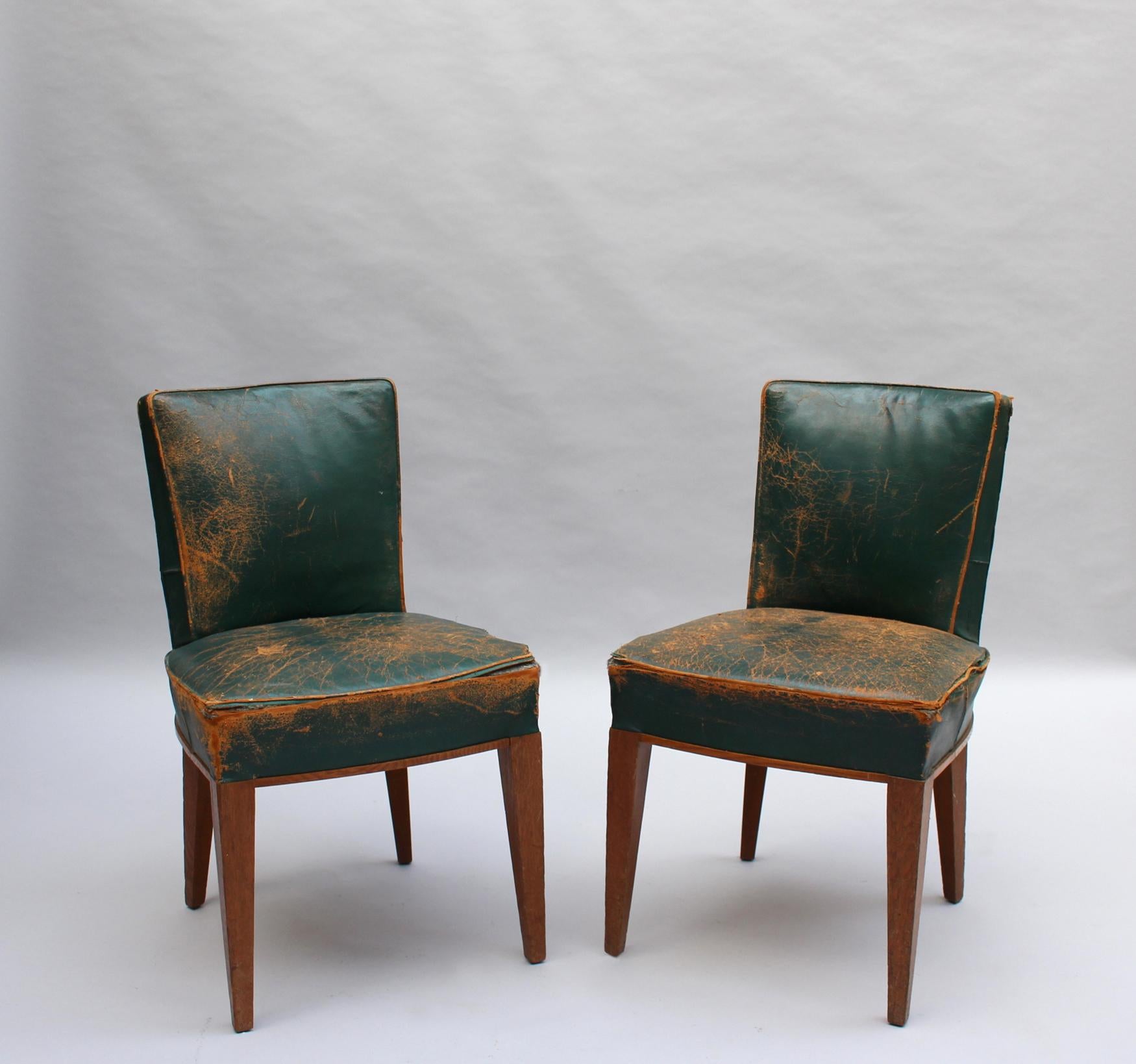 2 Fine French 1930s Oak Side Chairs For Sale 9