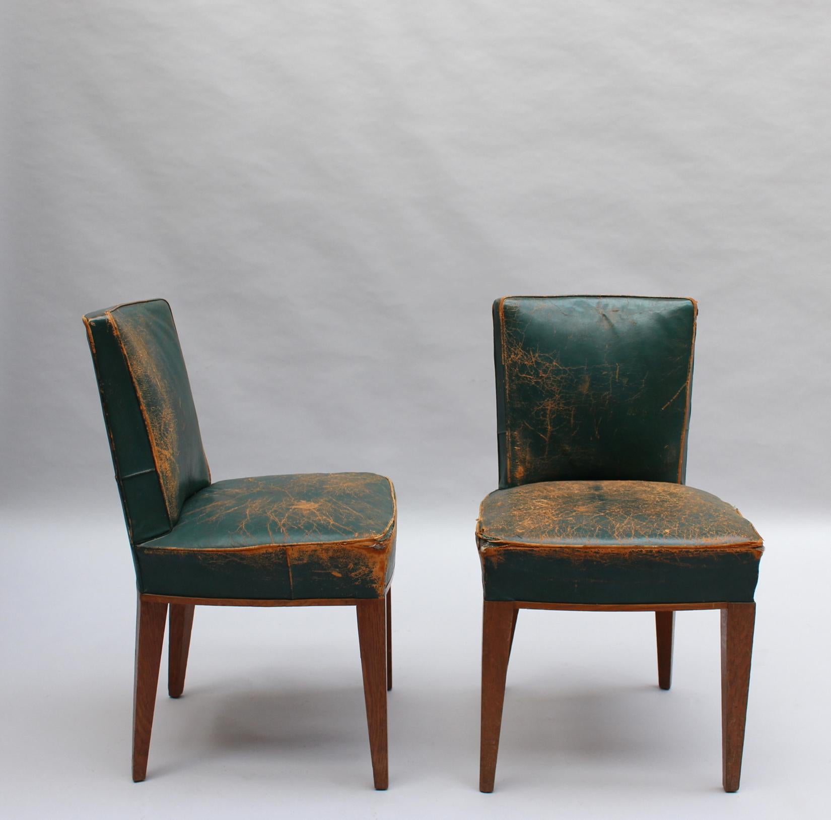 Art Deco 2 Fine French 1930s Oak Side Chairs For Sale
