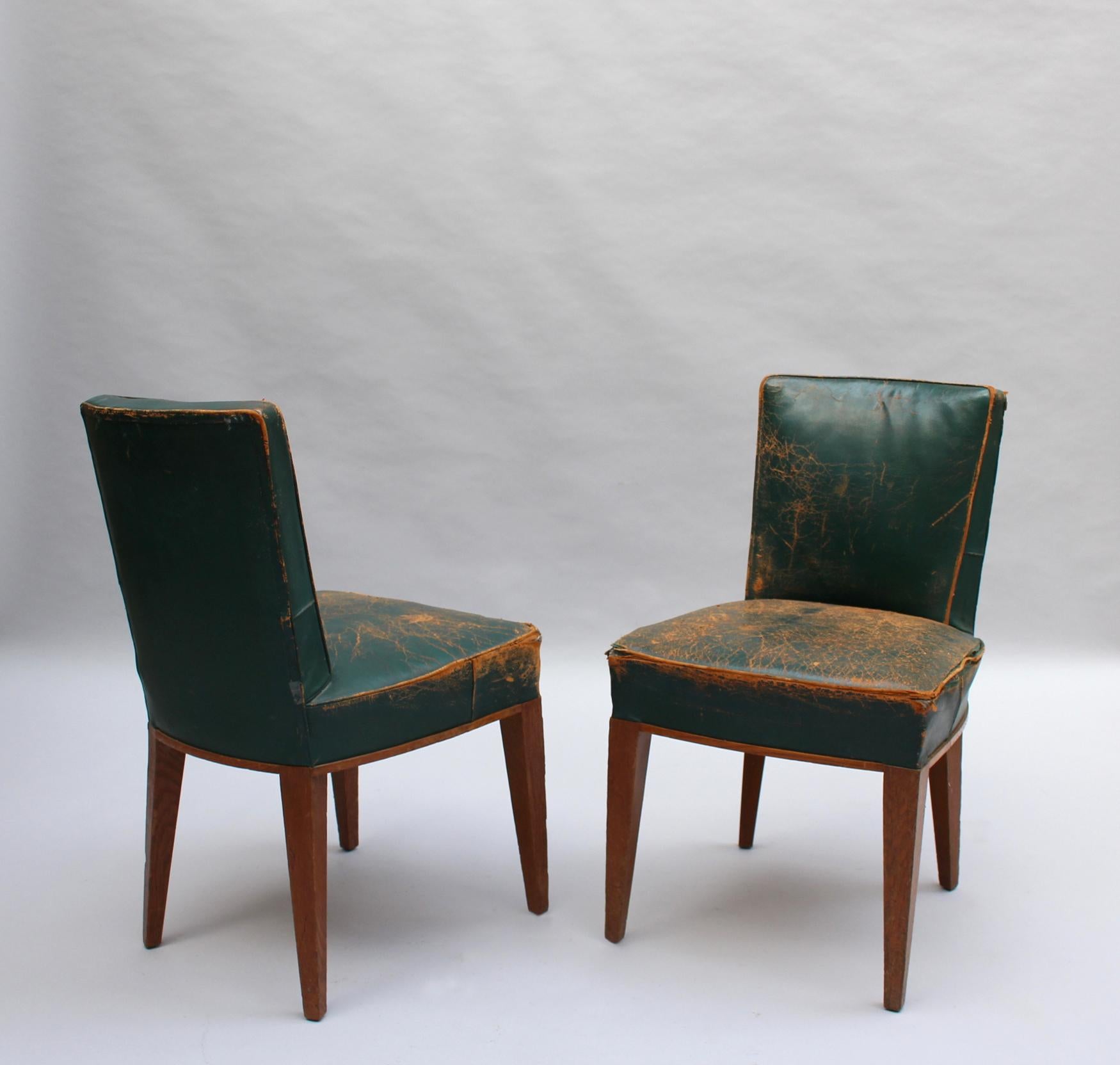 Mid-20th Century 2 Fine French 1930s Oak Side Chairs For Sale
