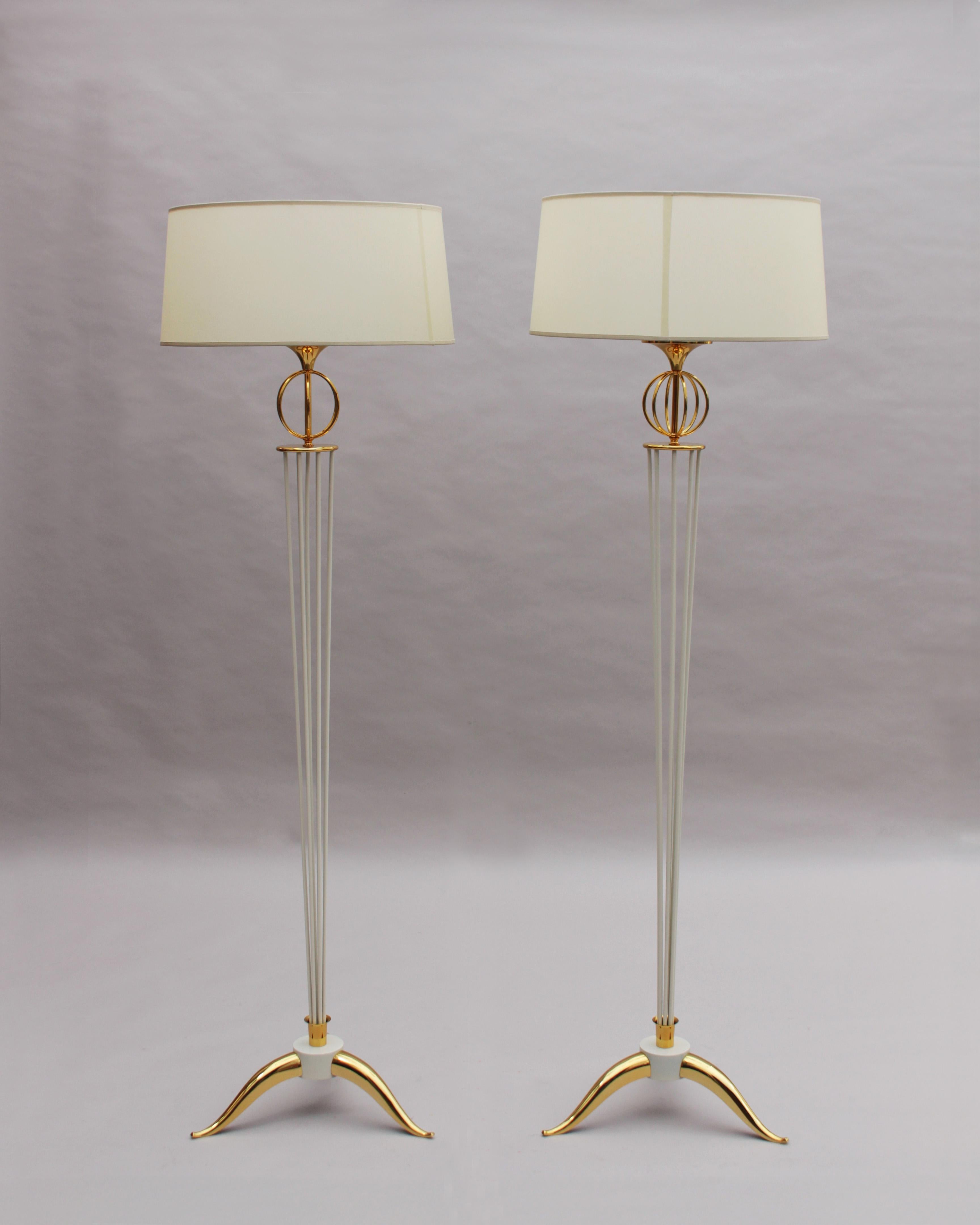 Mid-Century moderno 2 Lampada da terra francese degli anni '50 di Arlus in vendita