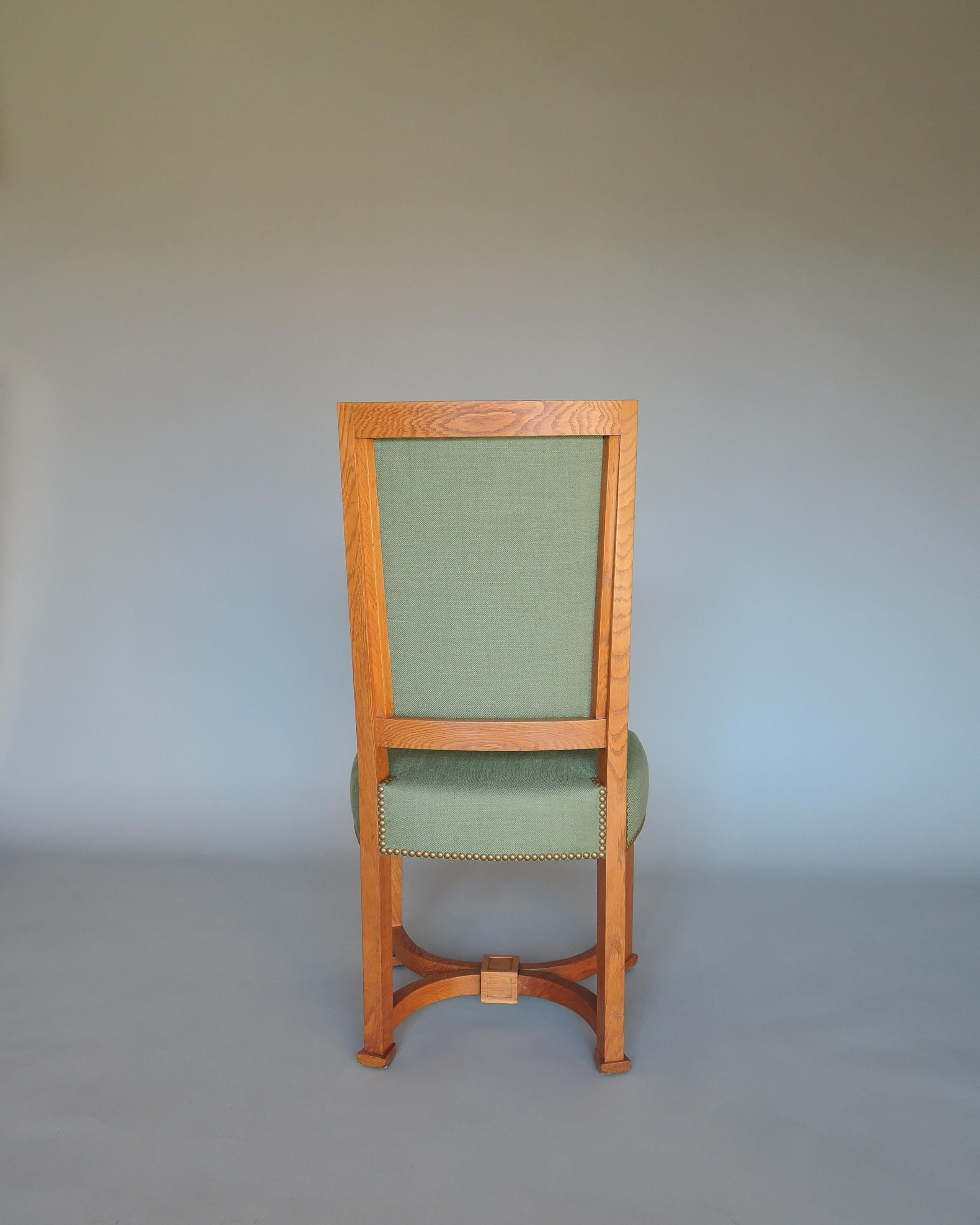 2 Fine French 1950s Solid Oak Chairs by Arbus For Sale 5