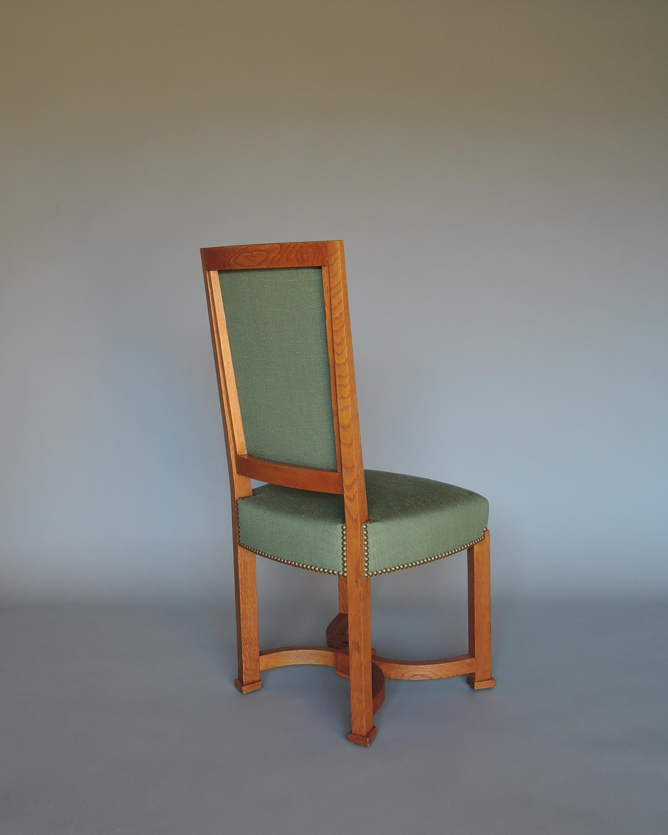 2 Fine French 1950s Solid Oak Chairs by Arbus For Sale 6