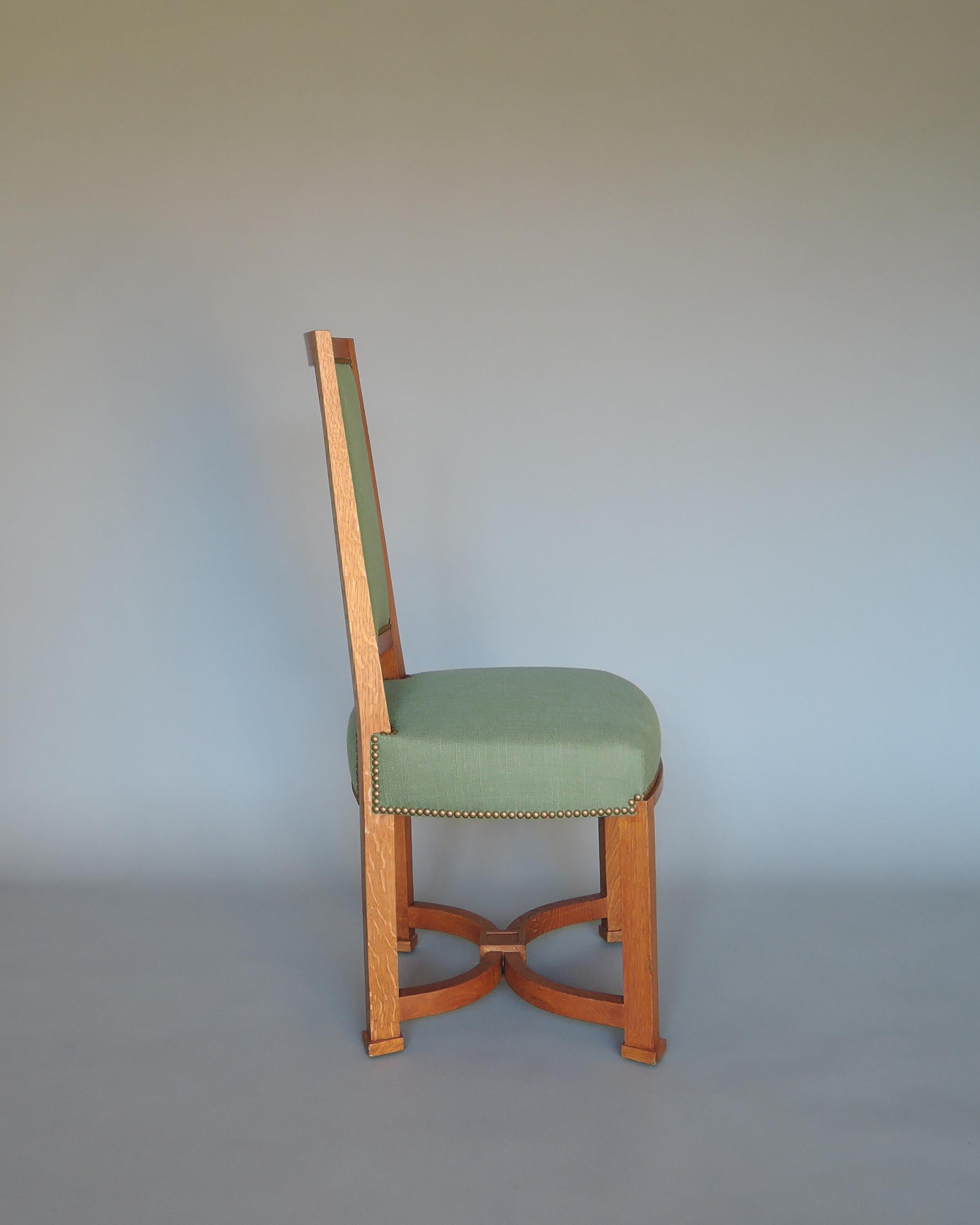 2 Fine French 1950s Solid Oak Chairs by Arbus For Sale 7