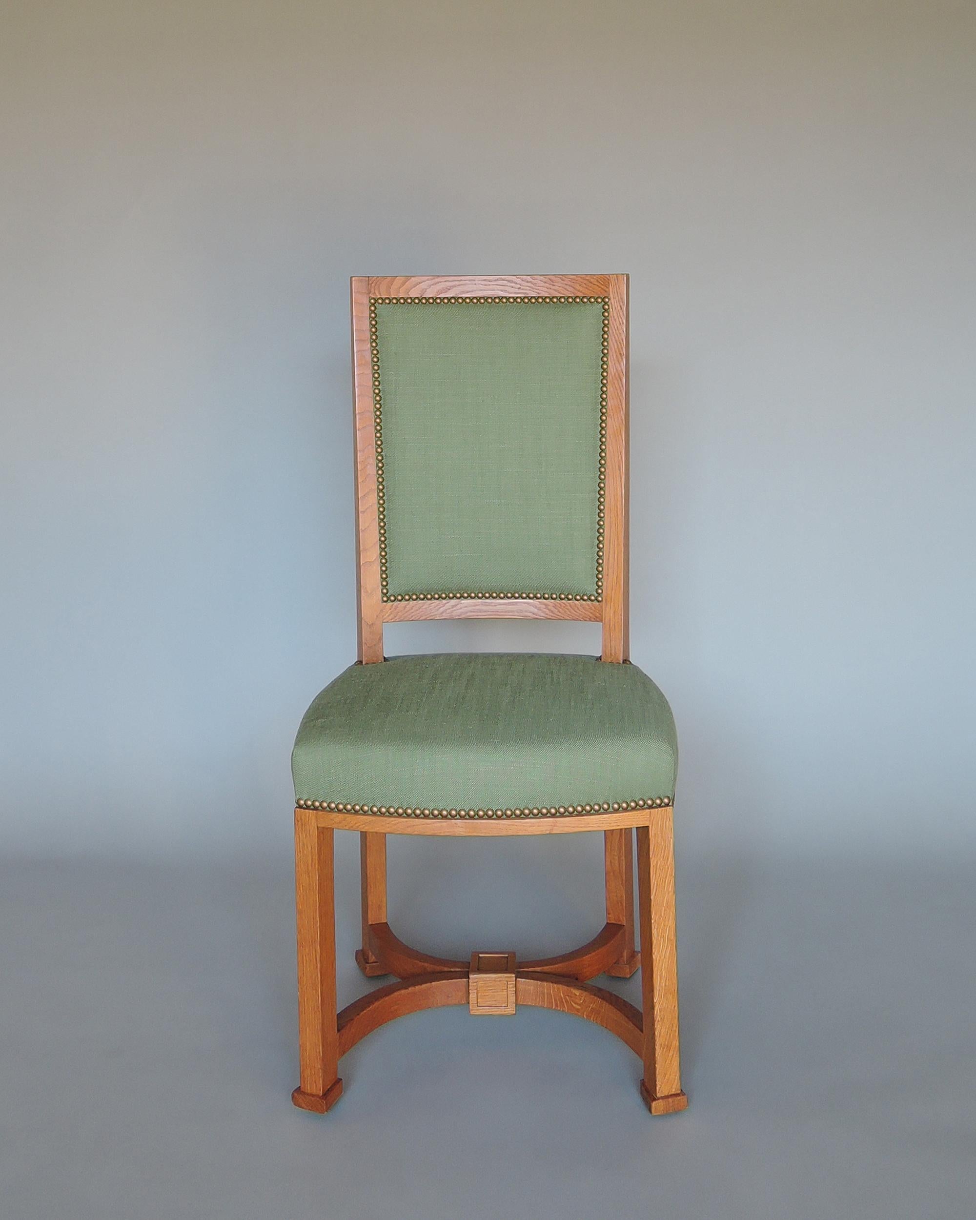 2 Fine French 1950s Solid Oak Chairs by Arbus For Sale 9