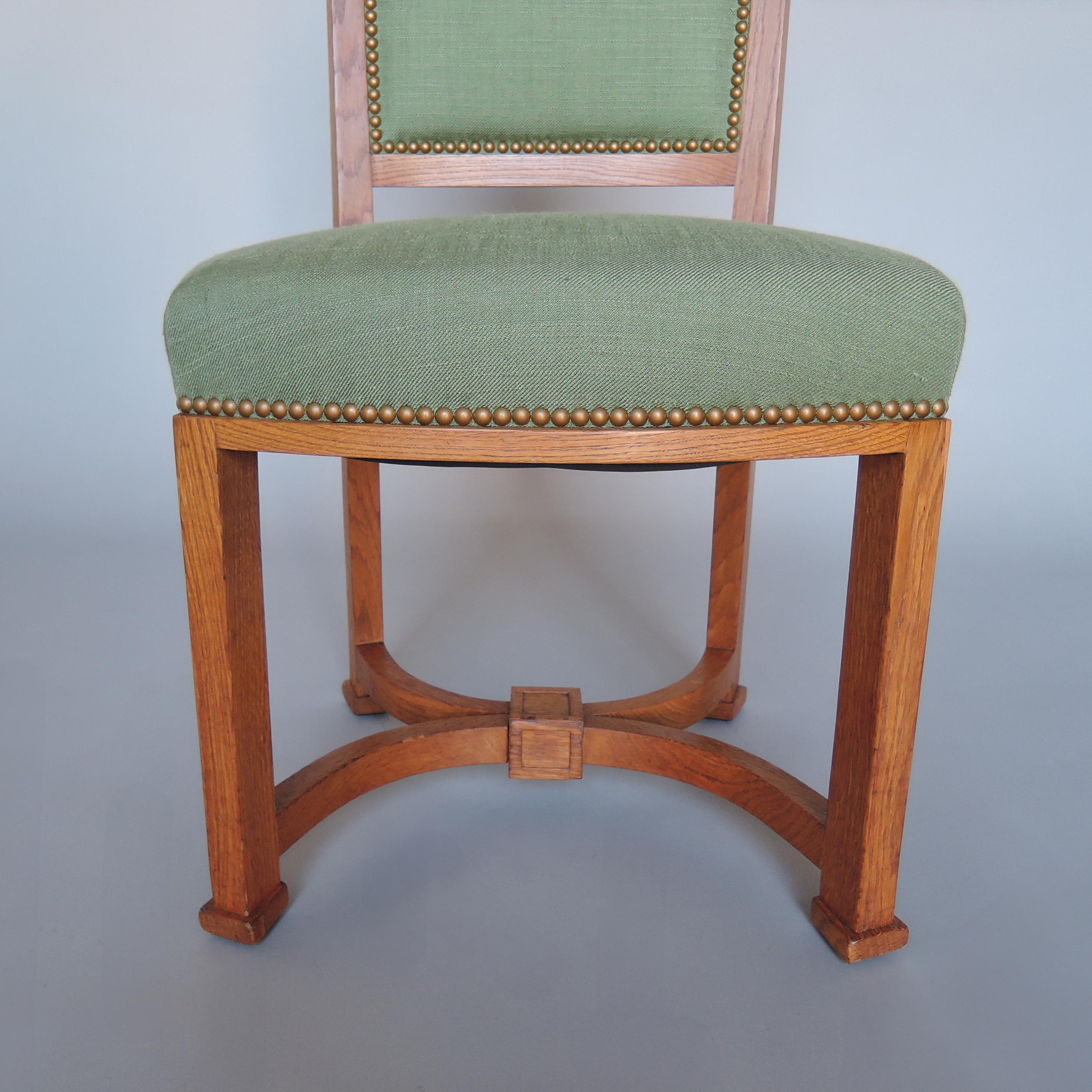 2 Fine French 1950s Solid Oak Chairs by Arbus For Sale 11