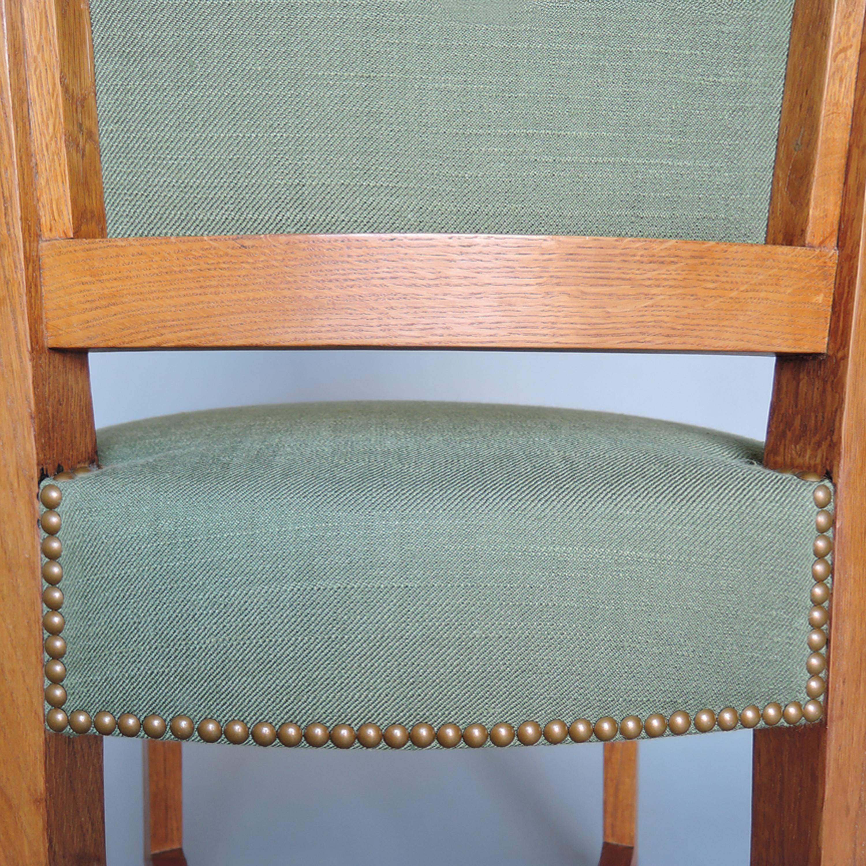 2 Fine French 1950s Solid Oak Chairs by Arbus For Sale 12
