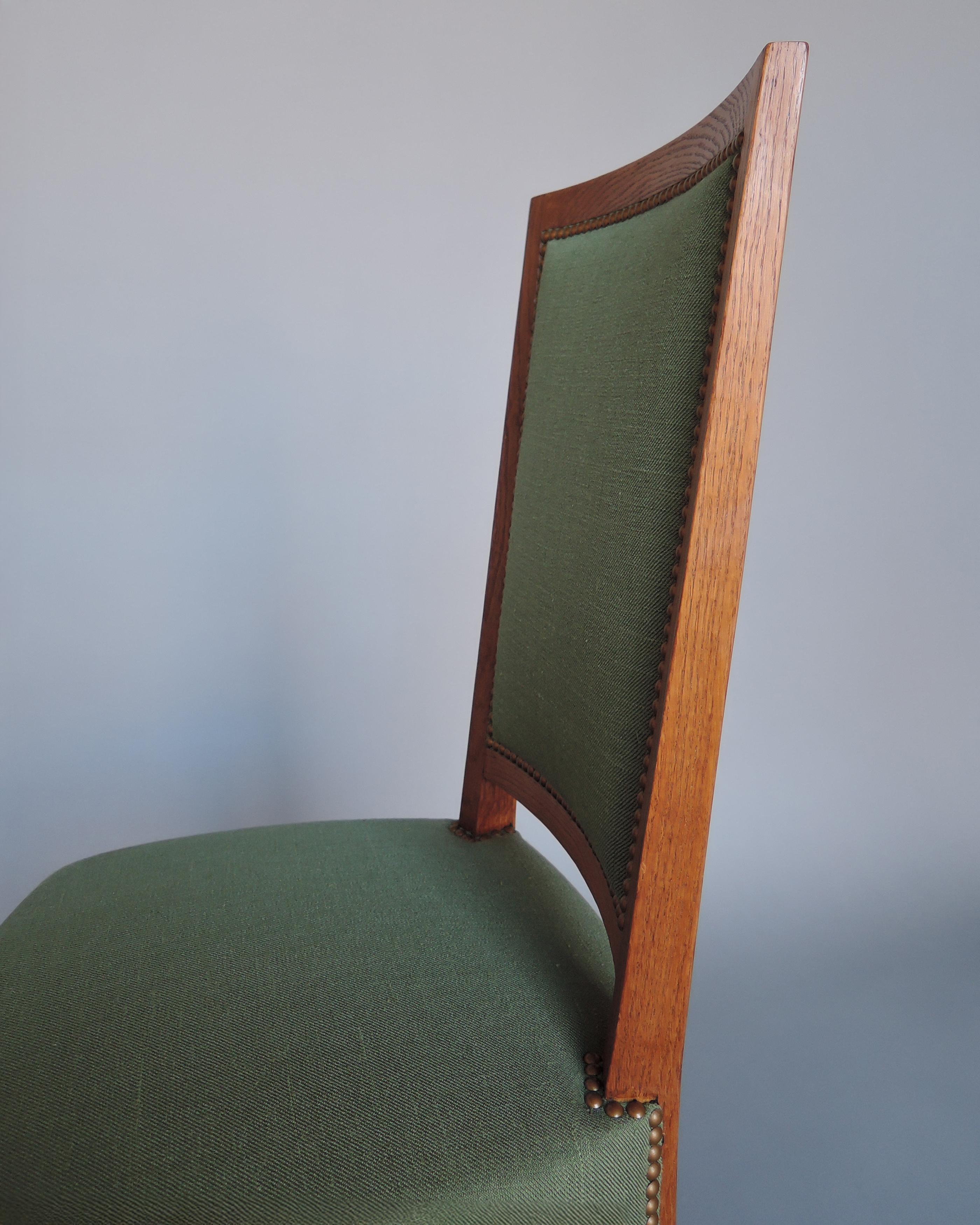 2 Fine French 1950s Solid Oak Chairs by Arbus For Sale 15