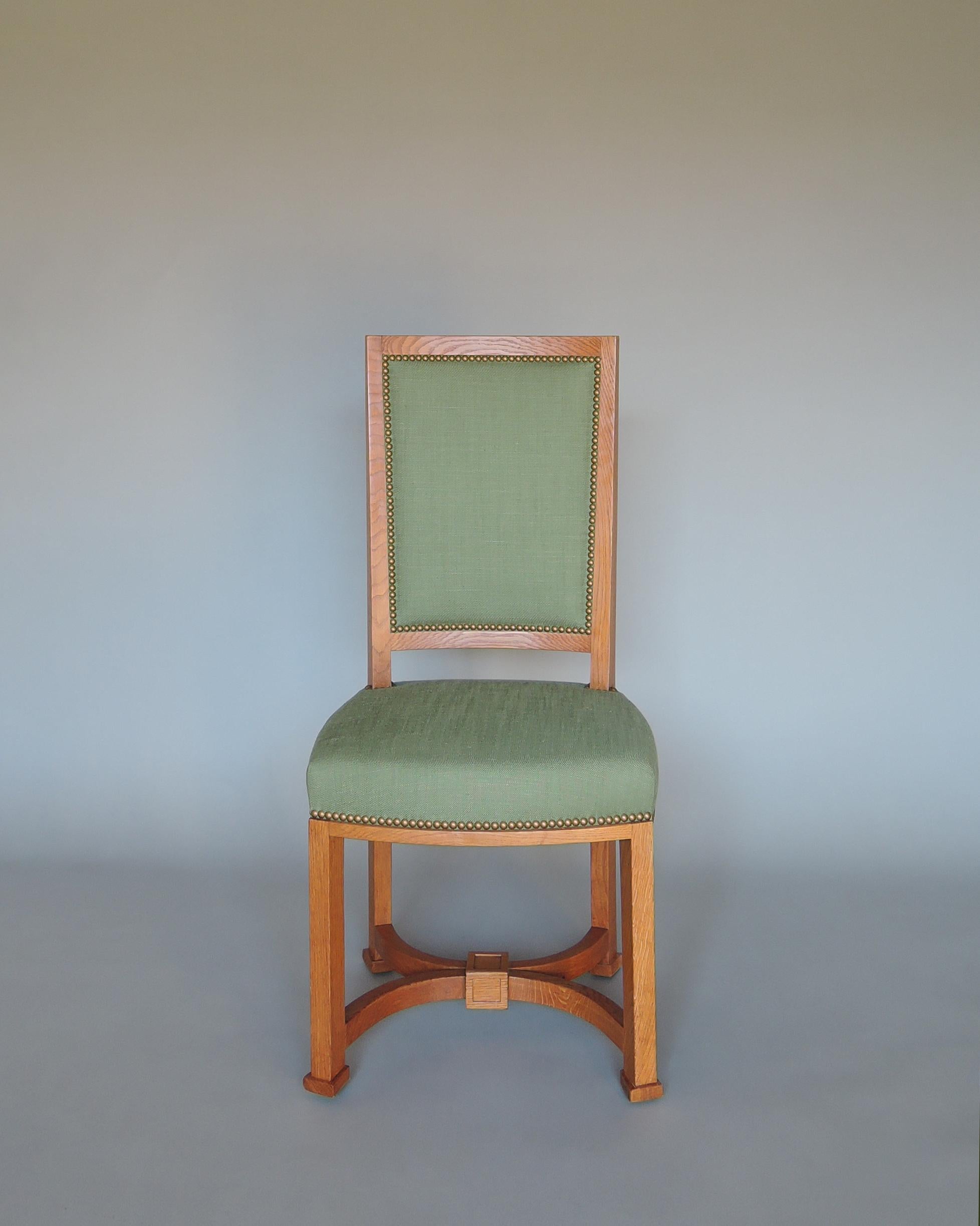 2 Fine French 1950s Solid Oak Chairs by Arbus For Sale 1
