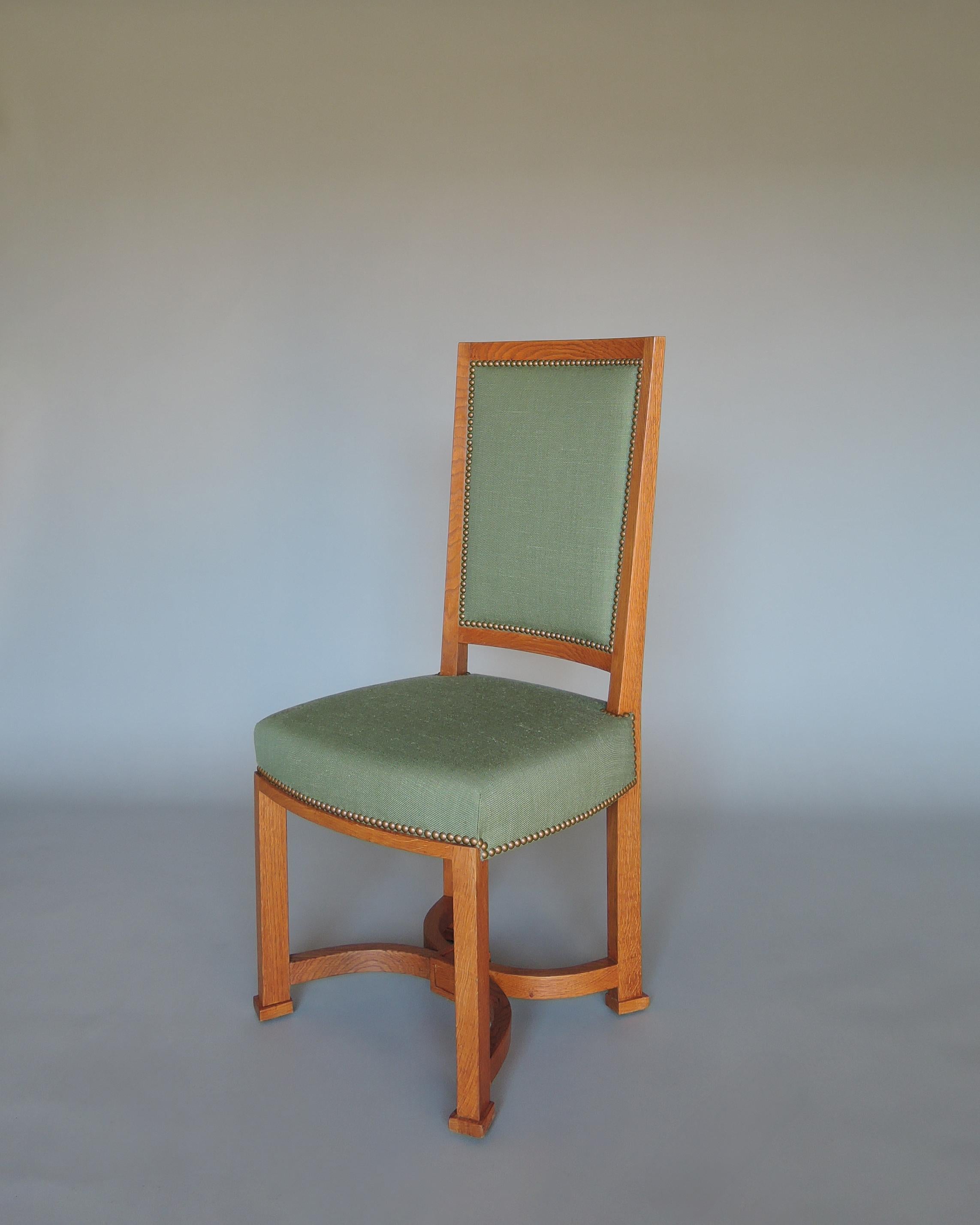 2 Fine French 1950s Solid Oak Chairs by Arbus For Sale 2