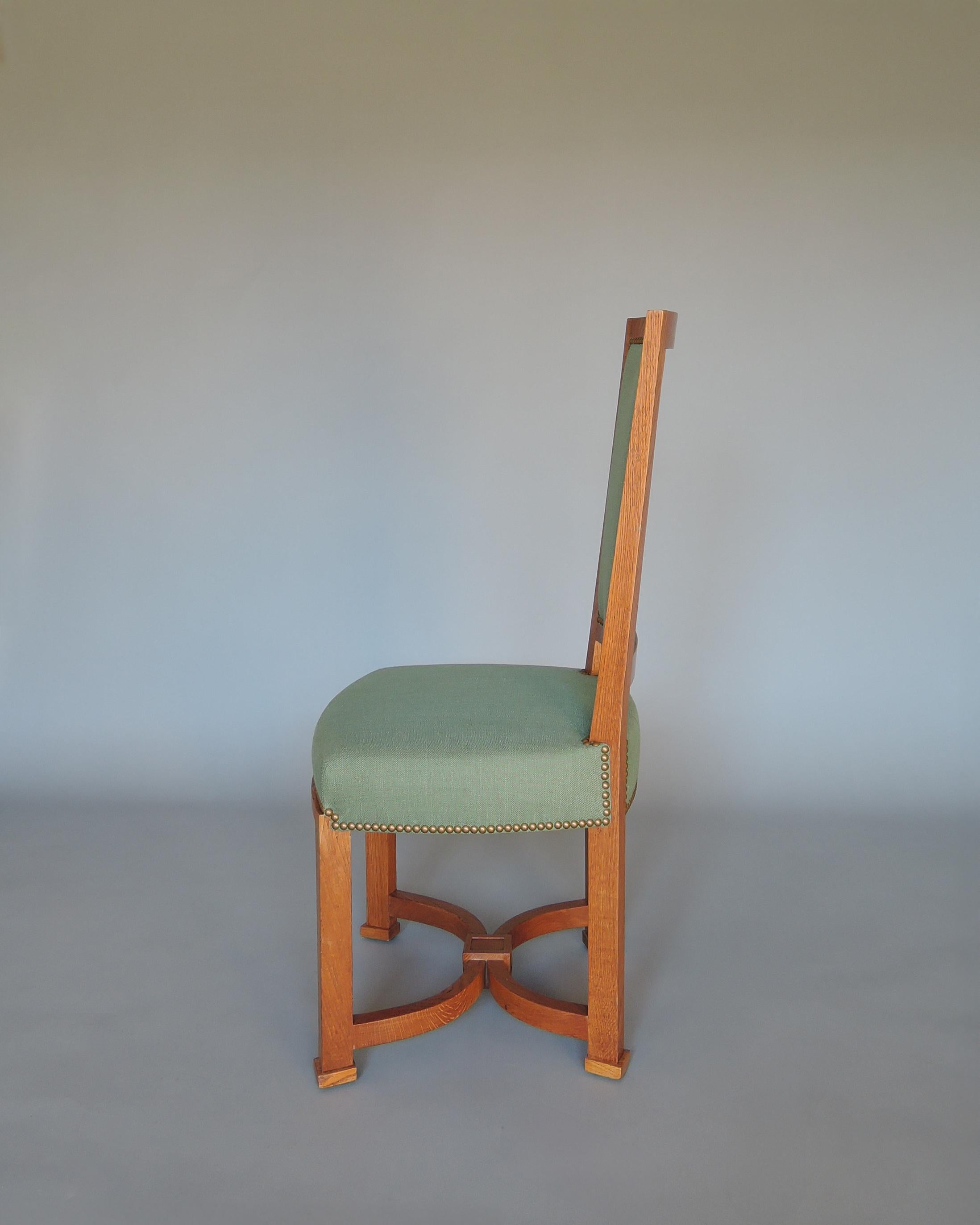 2 Fine French 1950s Solid Oak Chairs by Arbus For Sale 3