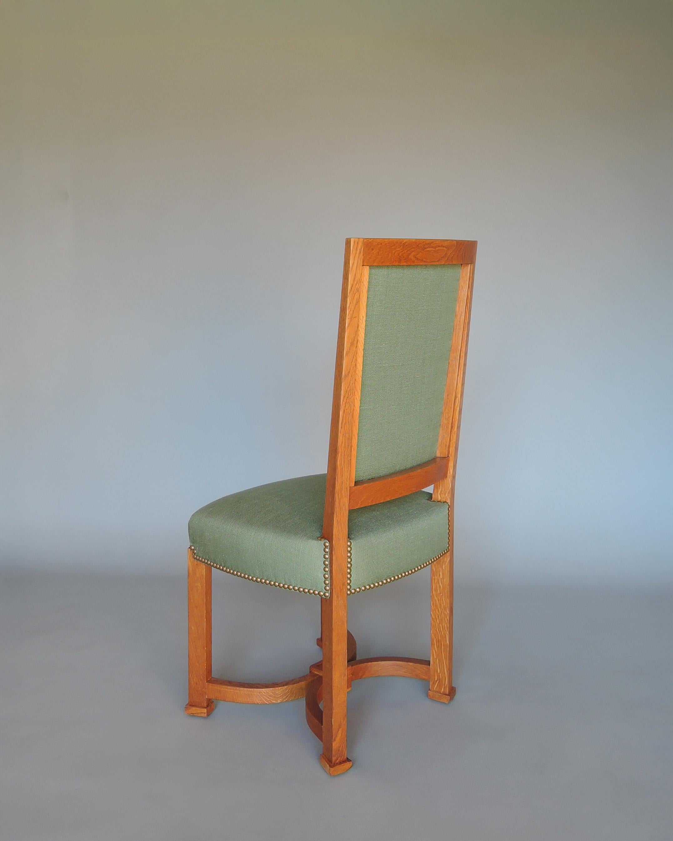 2 Fine French 1950s Solid Oak Chairs by Arbus For Sale 4