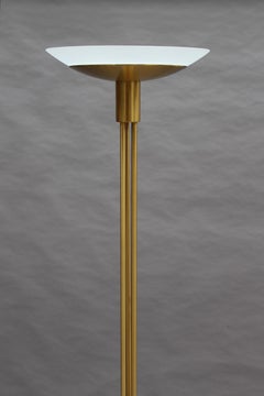 2 finas lámparas de pie francesas de mediados de siglo de bronce y cristal de Perzel