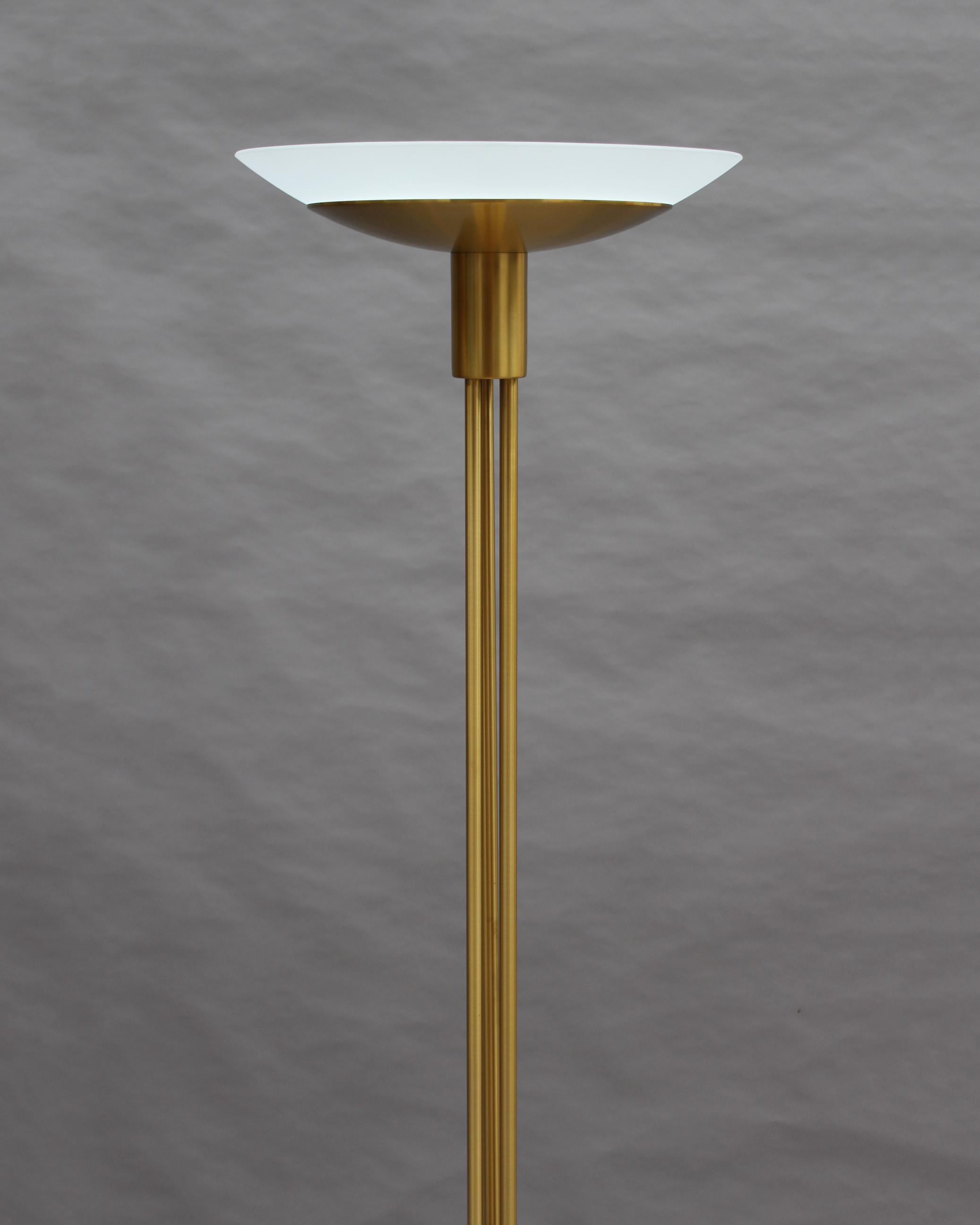 Mid-20th Century 2 Fine French Mid-Century Bronze and Glass Floor Lamps by Perzel For Sale