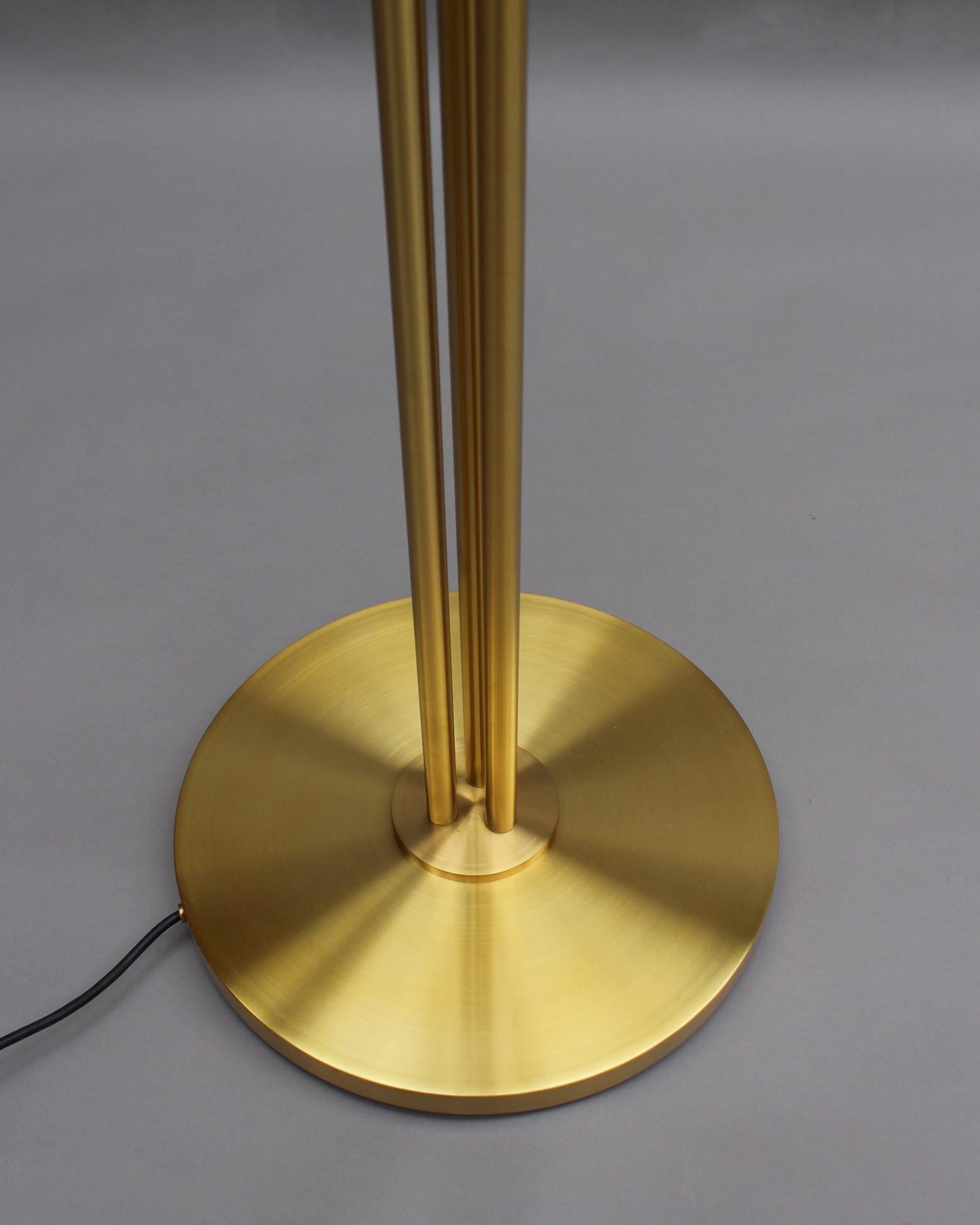 2 Fine French Mid-Century Bronze and Glass Floor Lamps by Perzel For Sale 2