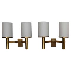 2 Fine French Art Deco Bronze and Glass Sconces by Jean Perzel