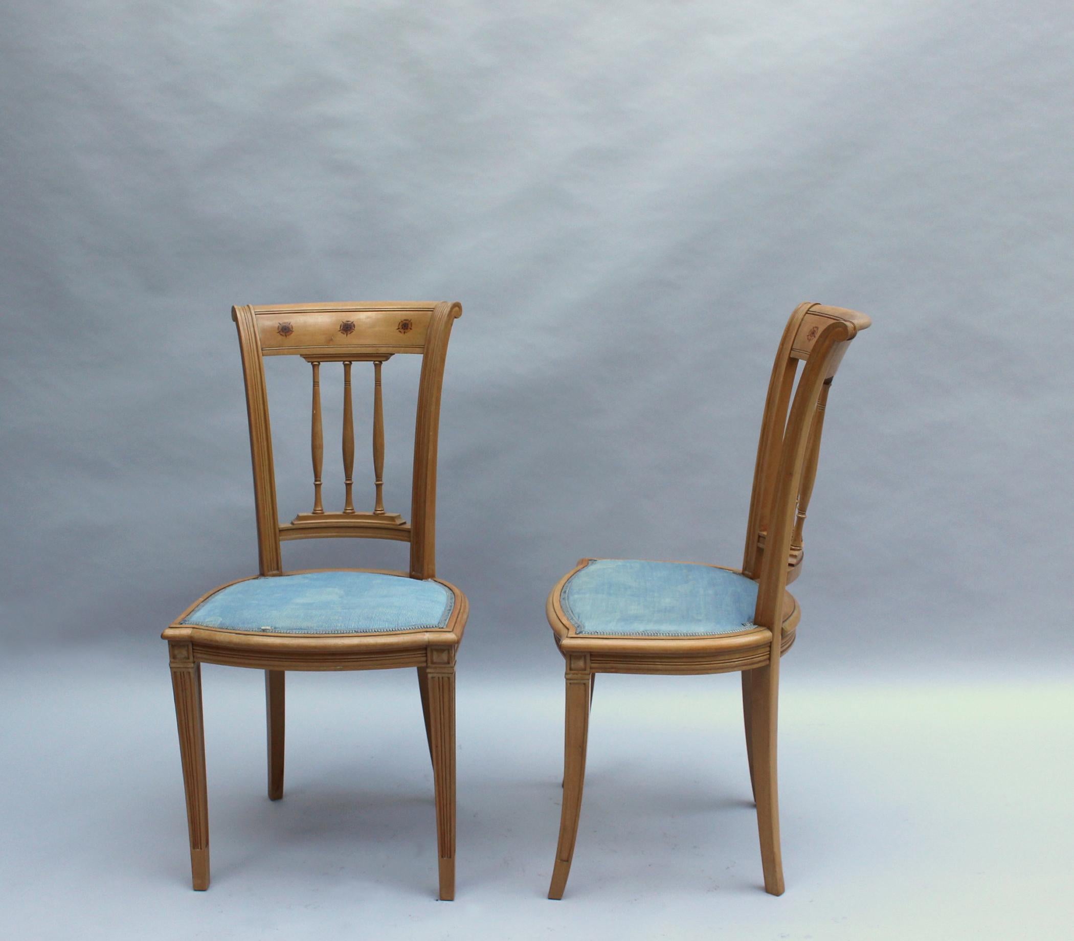 2 feine französische Art-Déco-Stühle von R. Damon & Bertaux (Art déco) im Angebot