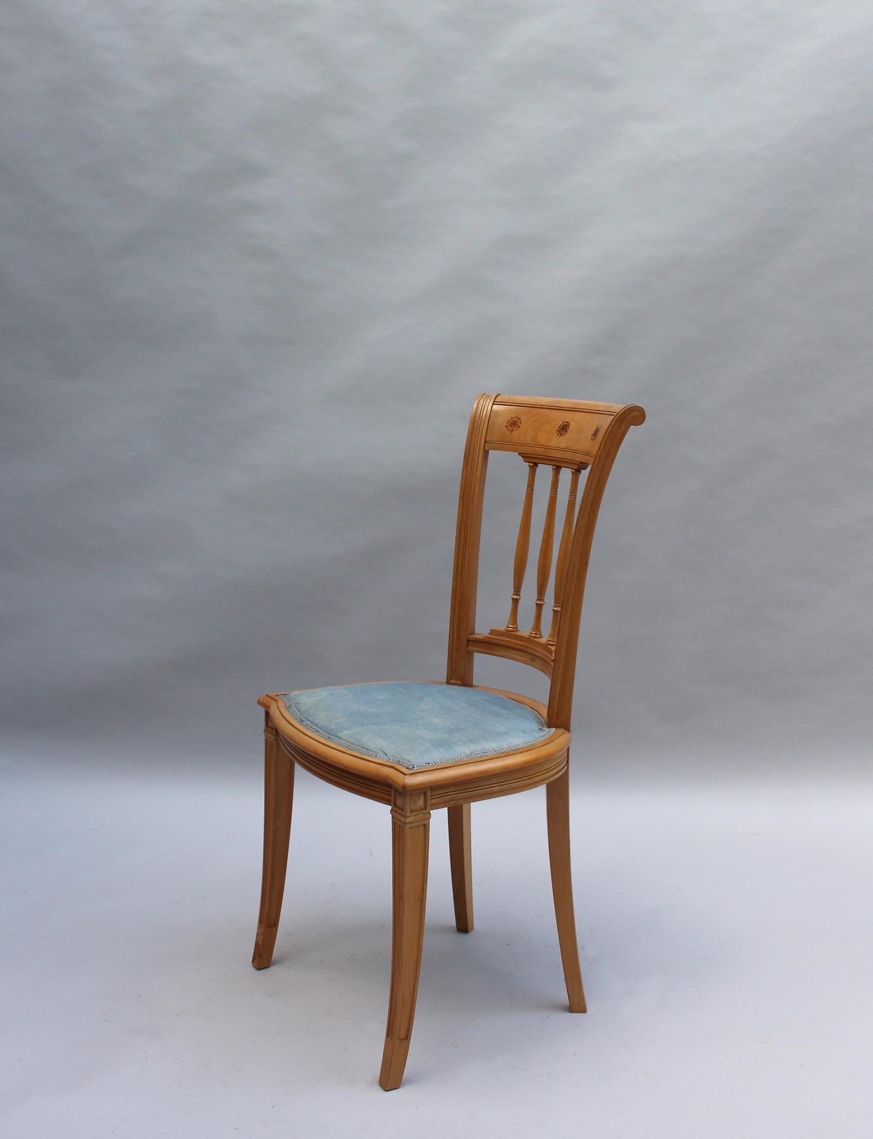 Early 20th Century 2 Fine French Art Deco Chairs by R. Damon & Bertaux For Sale