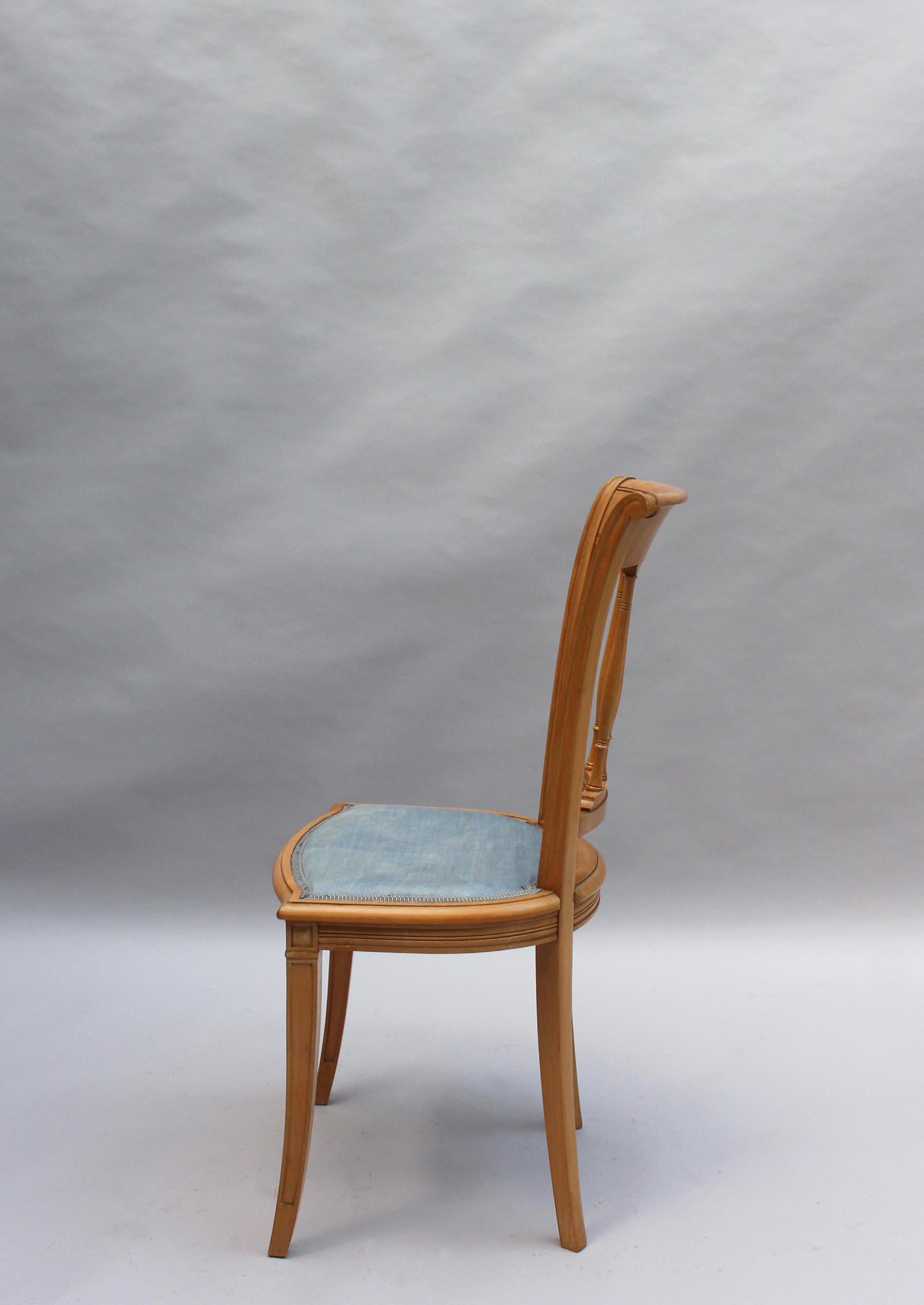 Sycamore 2 Fine French Art Deco Chairs by R. Damon & Bertaux For Sale