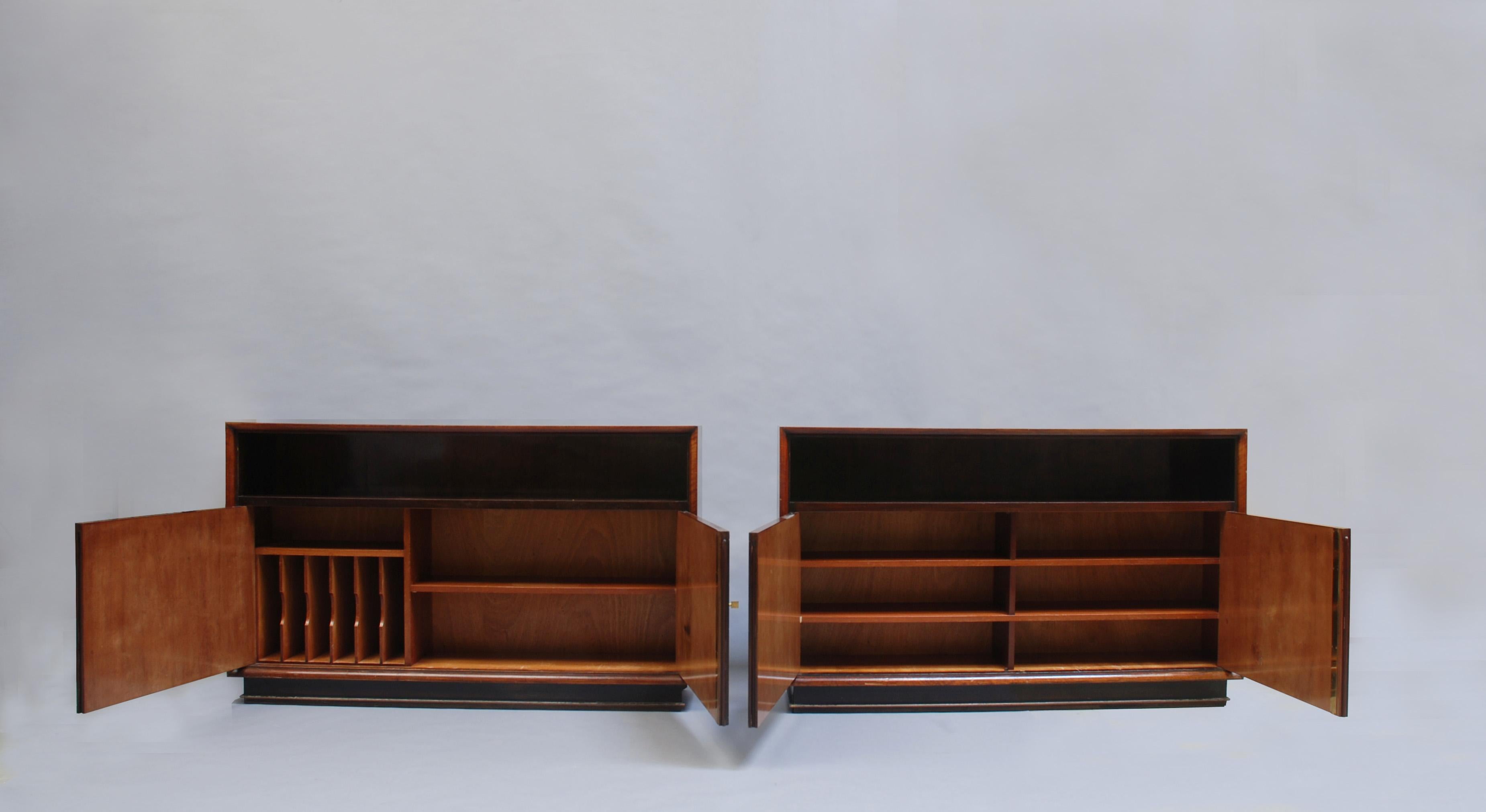 Mid-20th Century 2 Fine French Art Deco Rosewood Credenza by Jean Pascaud For Sale