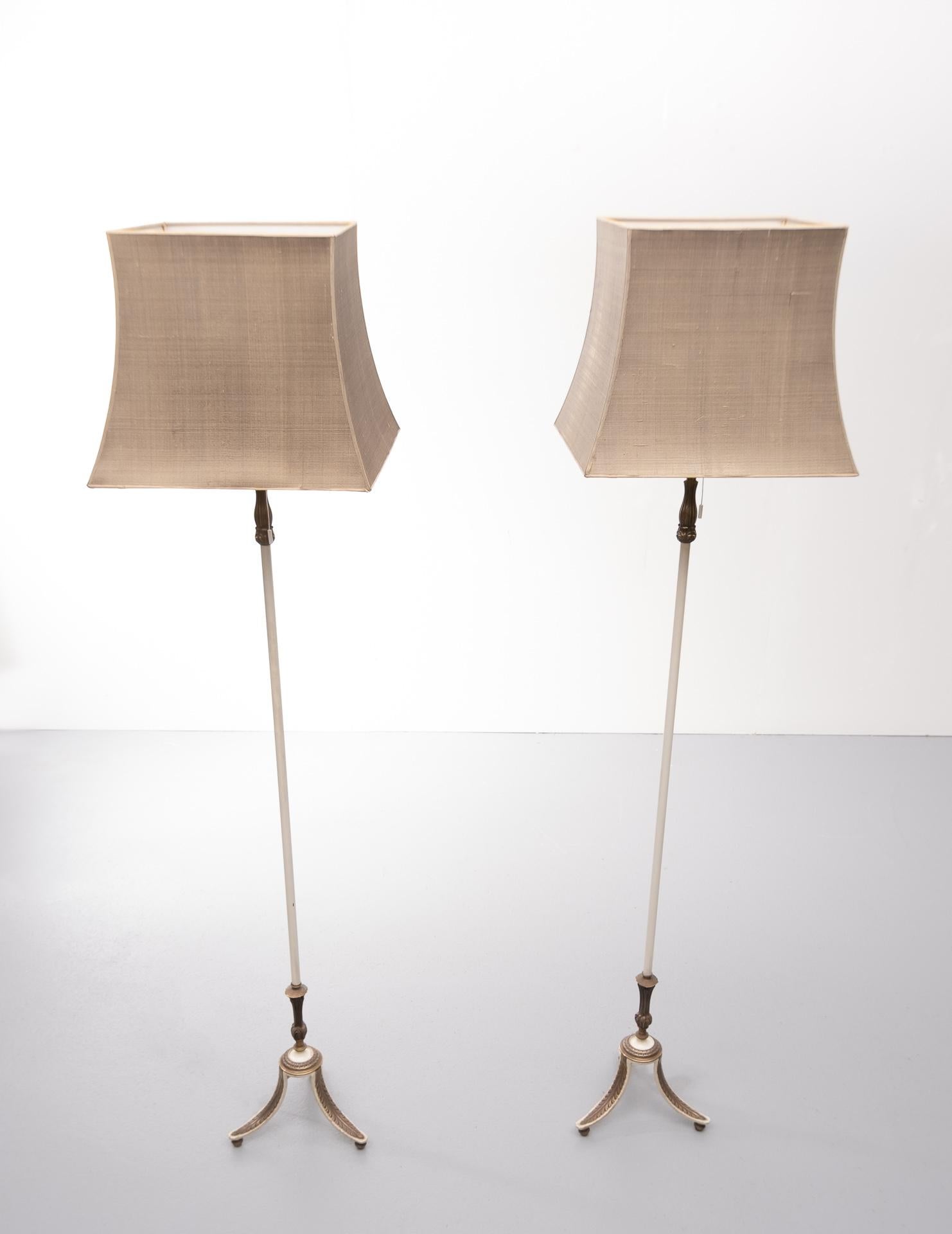 Regency Revival 2 Floor Lamps, French, 1950s