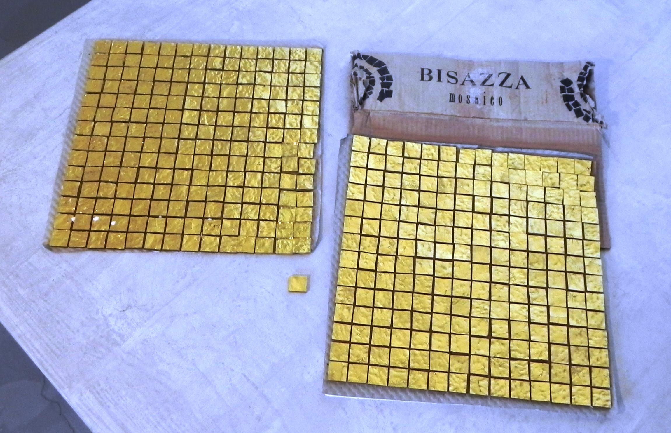 Modern 2 Fogli Mosaico Bisazza Oro, Anni 90 For Sale