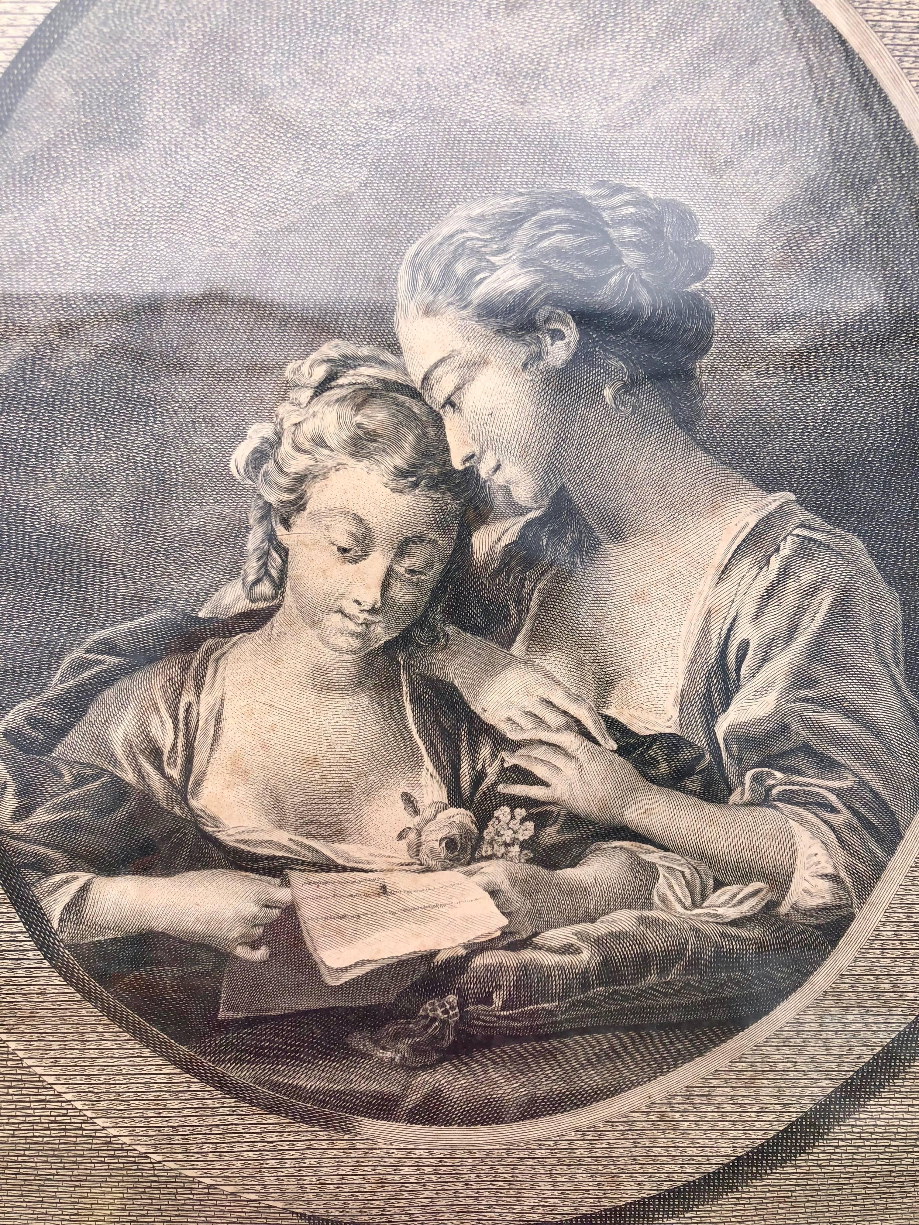 Two Framed French Etchings by Francois Boucher, for Savalette de Langes, 1700s In Fair Condition For Sale In Petaluma, CA