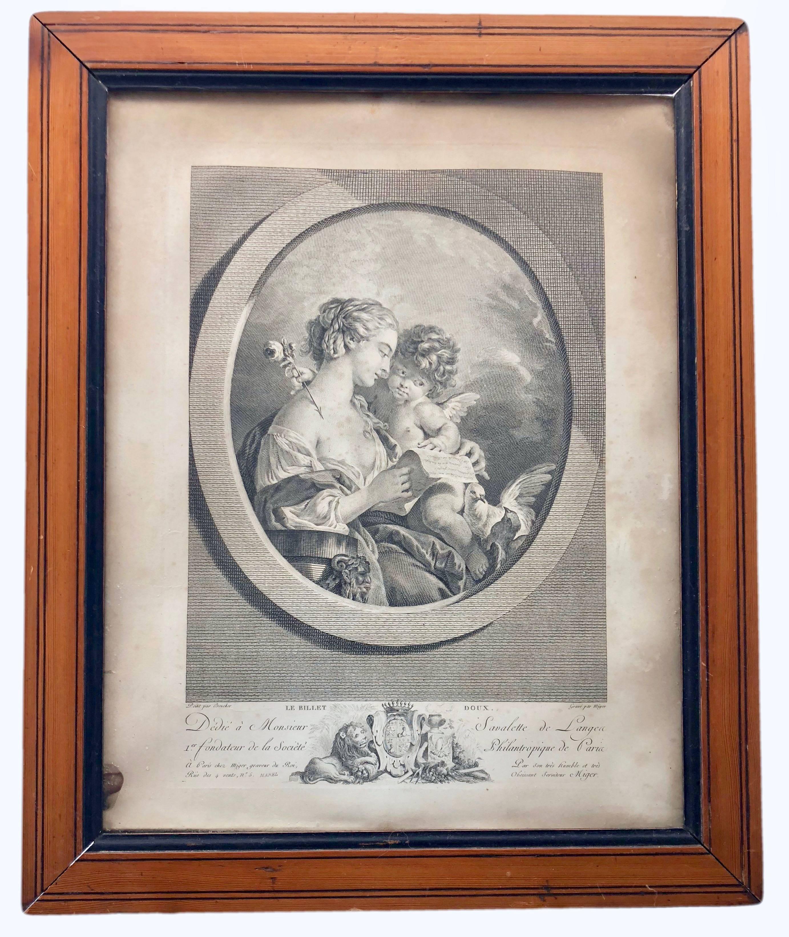 18th Century Two Framed French Etchings by Francois Boucher, for Savalette de Langes, 1700s For Sale