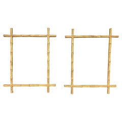 2 Frames in gilded stuccoed wood, decorated in imitation of bamboo