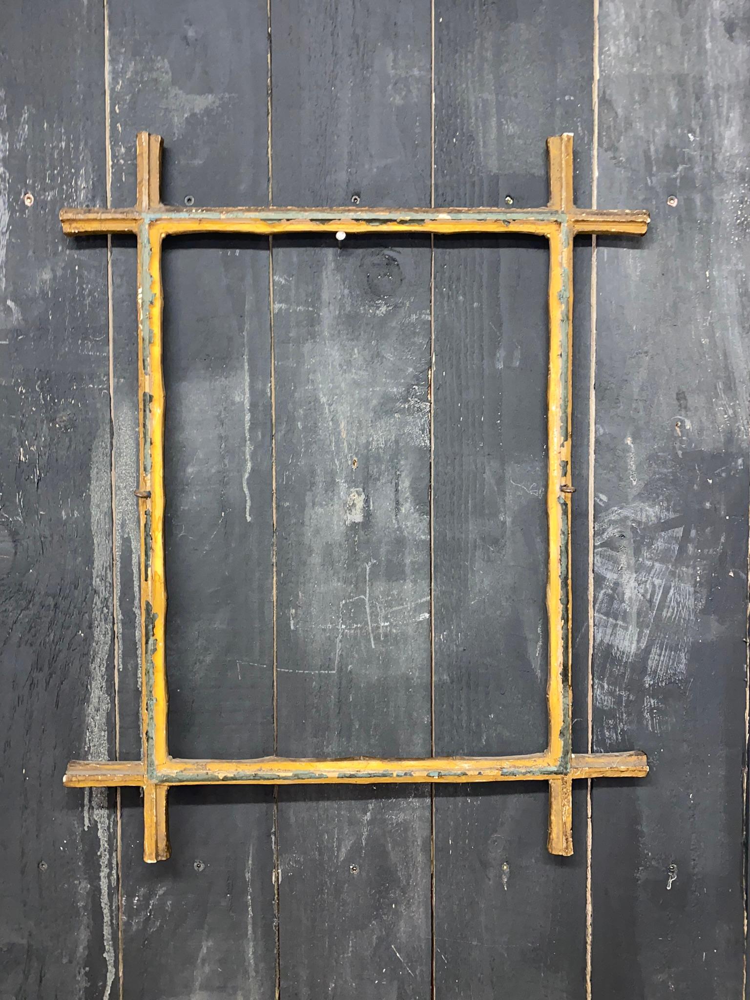 2 Frames in Gilded Stuccoed Wood, Decorated in Imitation of Bamboo, Late 19th For Sale 3