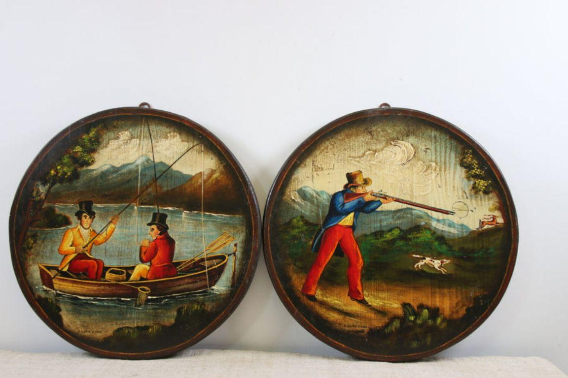 Set of 2 Wallplates with Hunting Scene

Additional information: 
Dimensions: 34 W x 34 H cm 
Country of origin: France
Condition: In good condition
