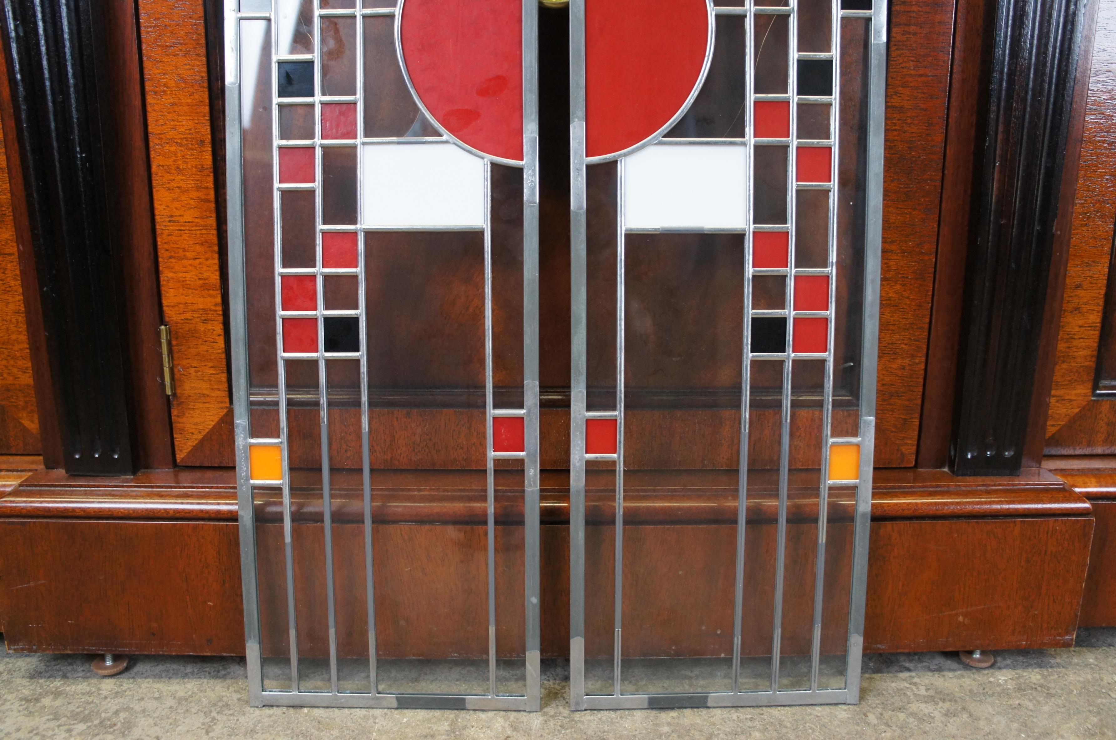 2 Frank Lloyd Wright Coonley Playhouse Arts and Craft Mission Stained