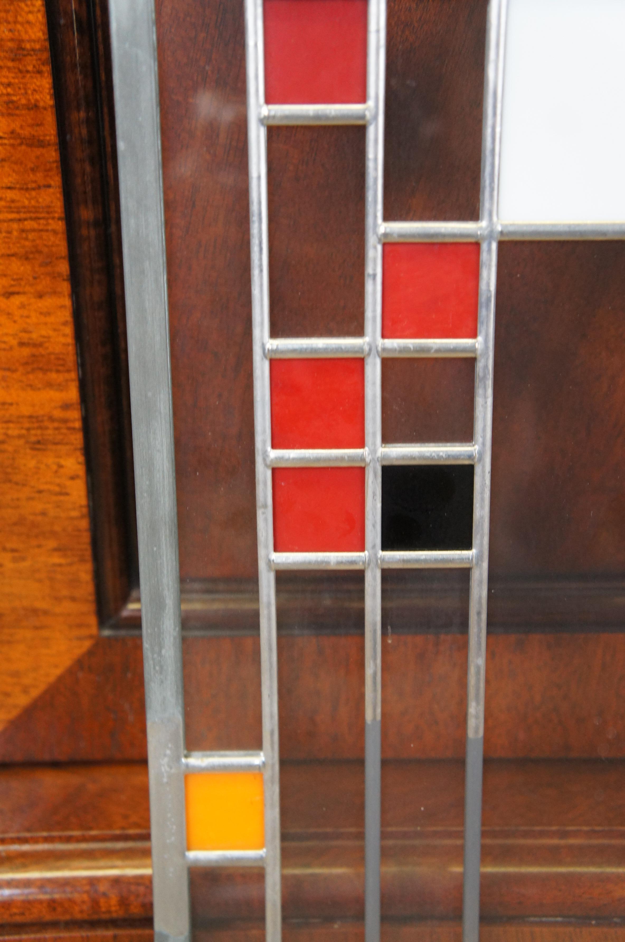 2 Frank Lloyd Wright Coonley Playhouse Arts and Craft Mission Stained Glass Panels For Sale at