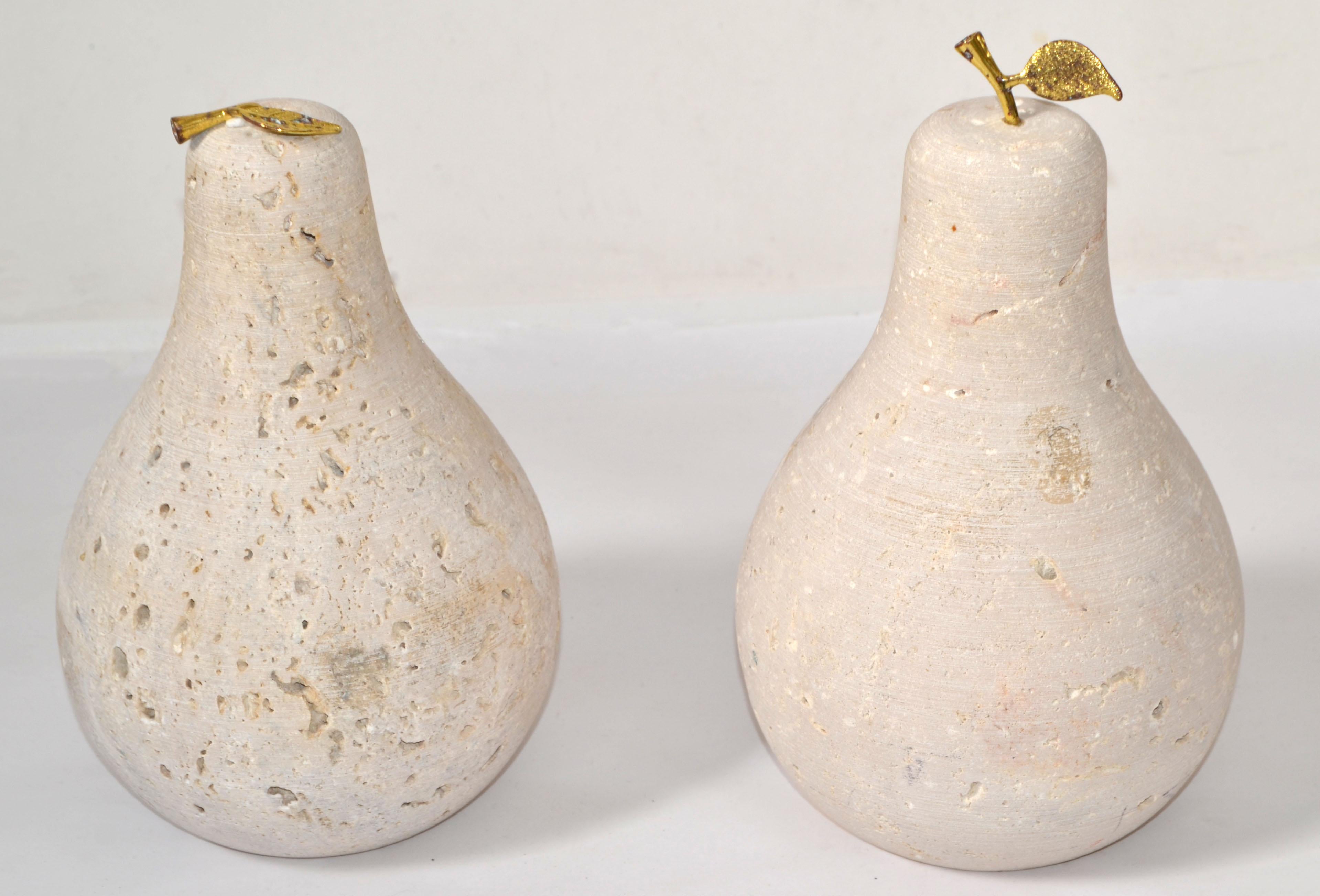2 Fratelli Manelli Stile Venetia Travertino Pietra Ottone Pere Scultura Raymor in vendita 4