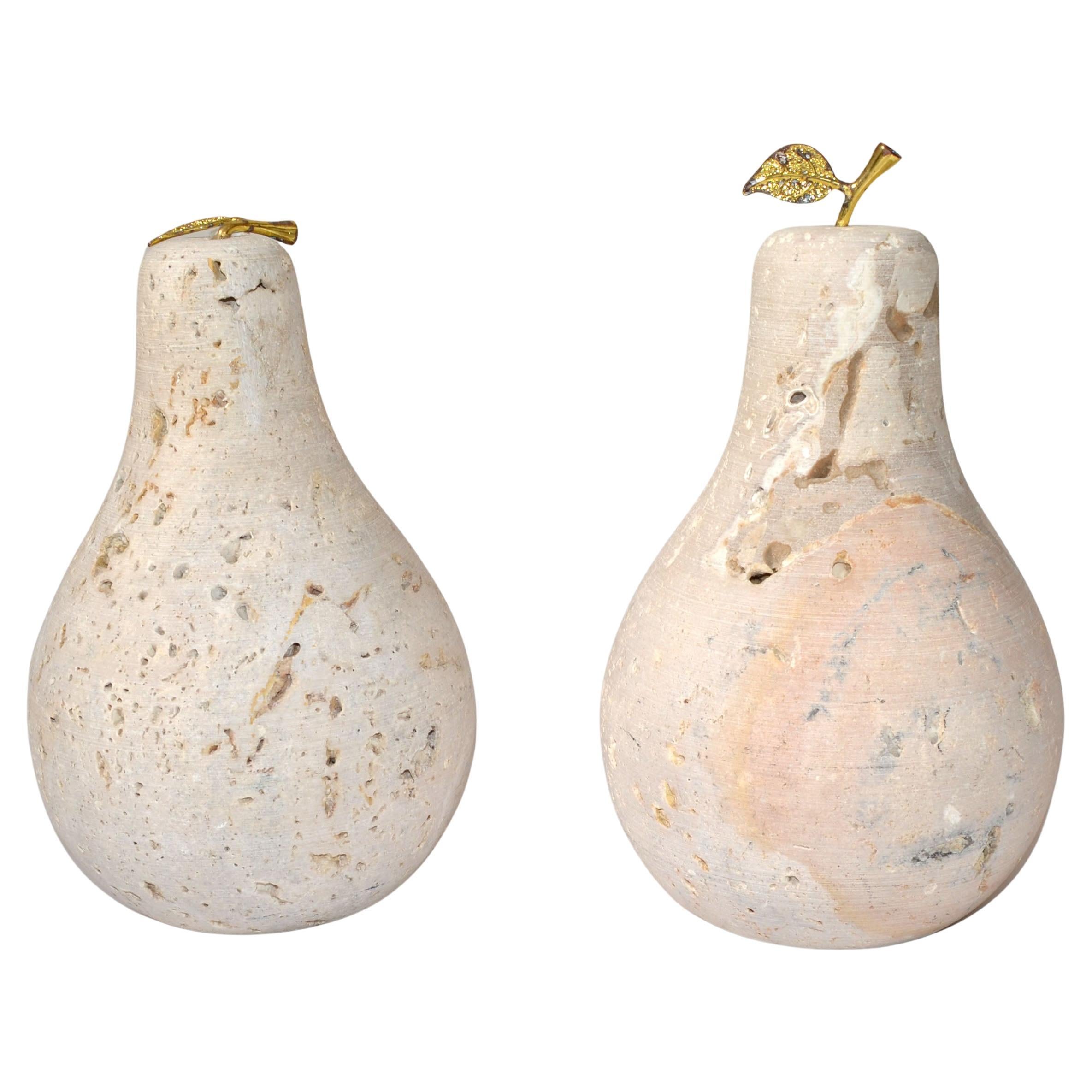 Organico moderno 2 Fratelli Manelli Stile Venetia Travertino Pietra Ottone Pere Scultura Raymor in vendita