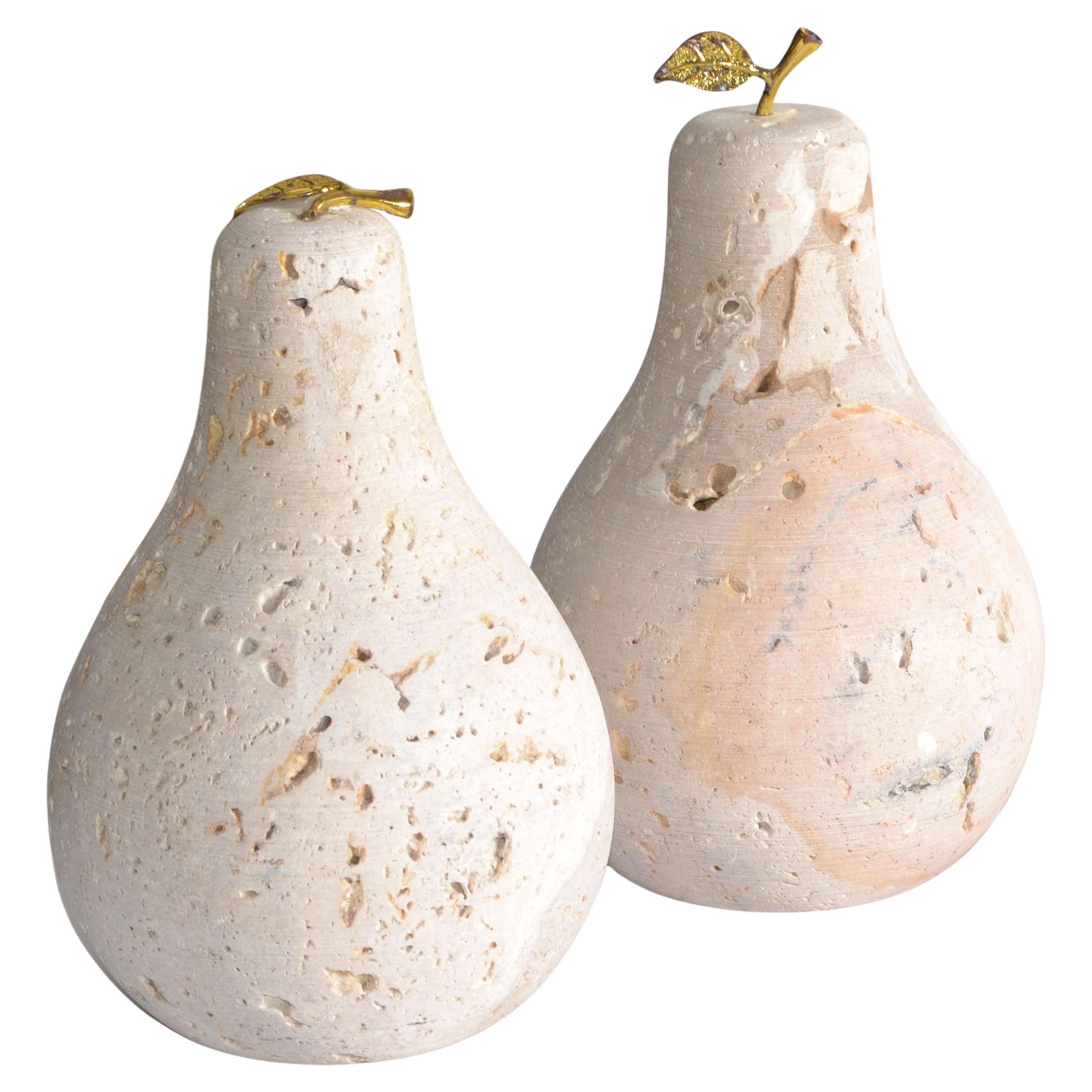 Italiano 2 Fratelli Manelli Stile Venetia Travertino Pietra Ottone Pere Scultura Raymor in vendita