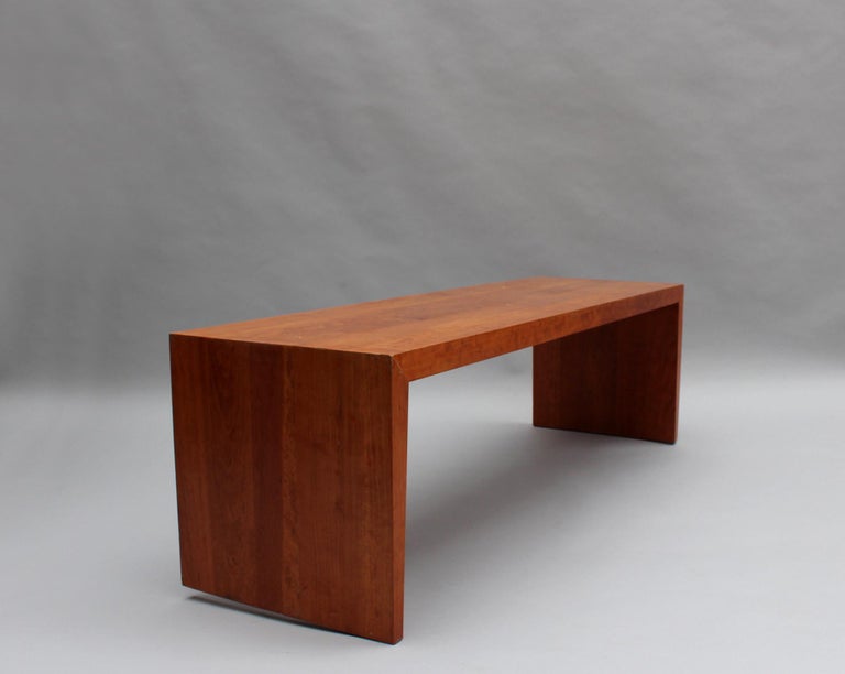 2 French 1980s Solid Cherry Benches by Richard Peduzzi For Sale 1