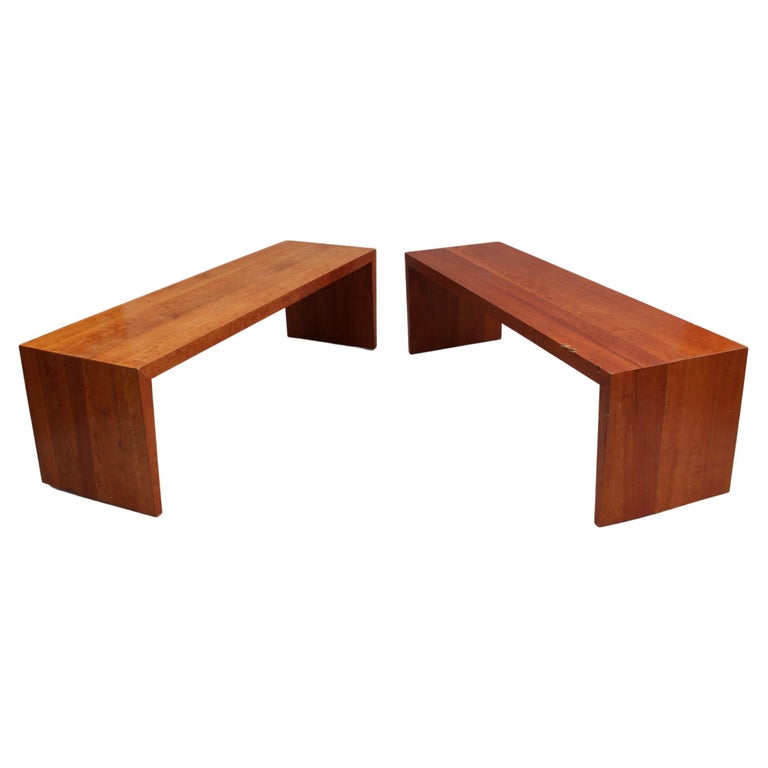 2 French 1980s Solid Cherry Benches by Richard Peduzzi For Sale