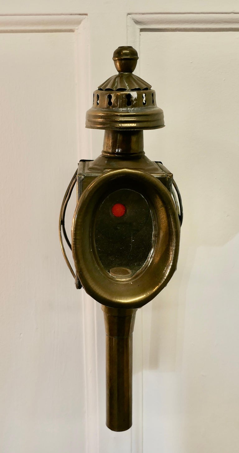 2 French Electrified Brass Carriage Lights, Wall Lanterns For Sale at