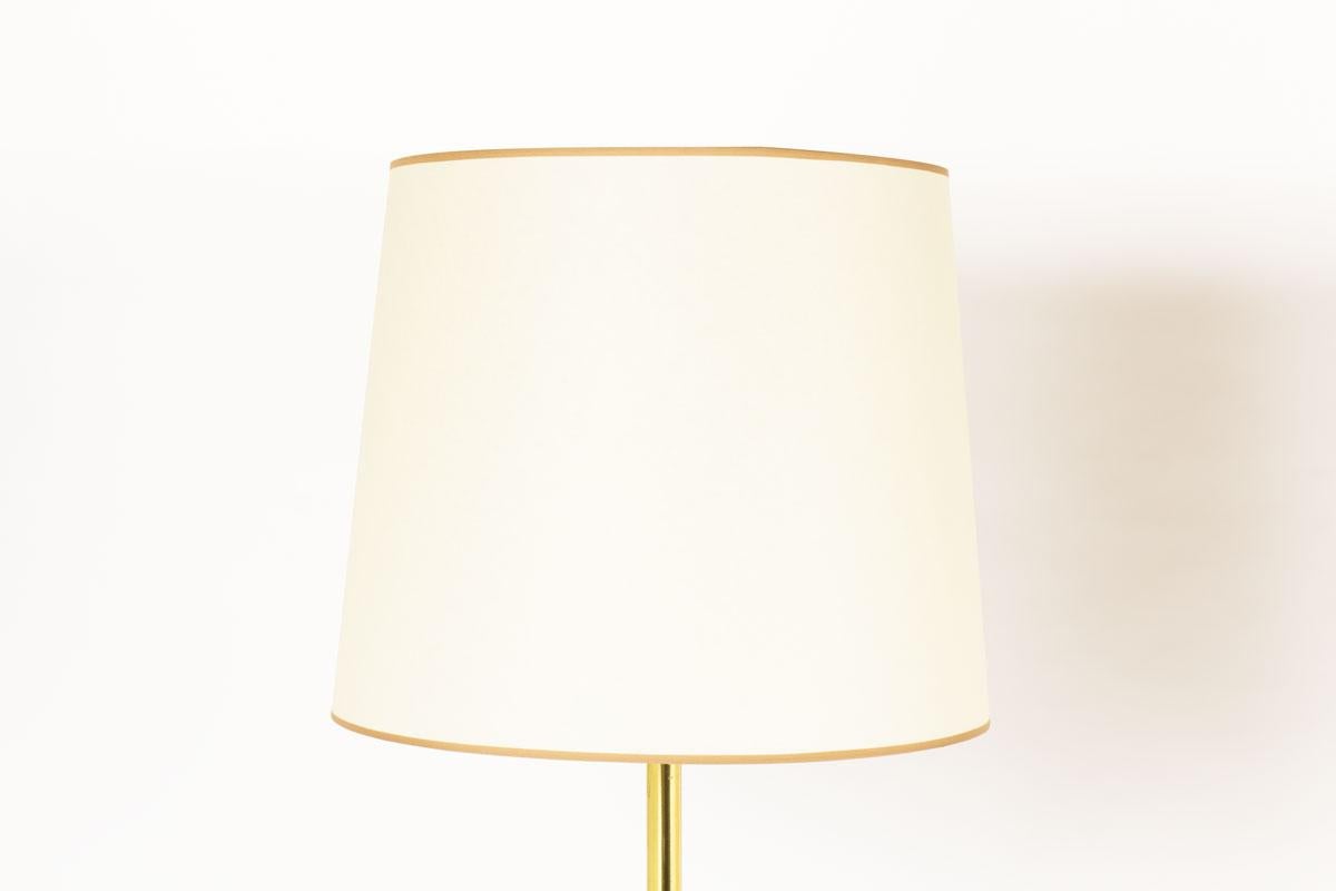 Mid-Century Modern 2 French Floor Lamps Brass with Beige Paper Lampshade, 1950 For Sale