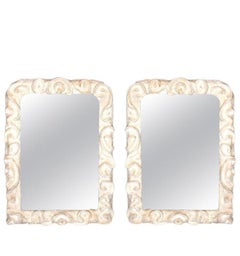 French Hand-Crafted Plaster Mirror in the Style of Serge Roche and Giacometti.