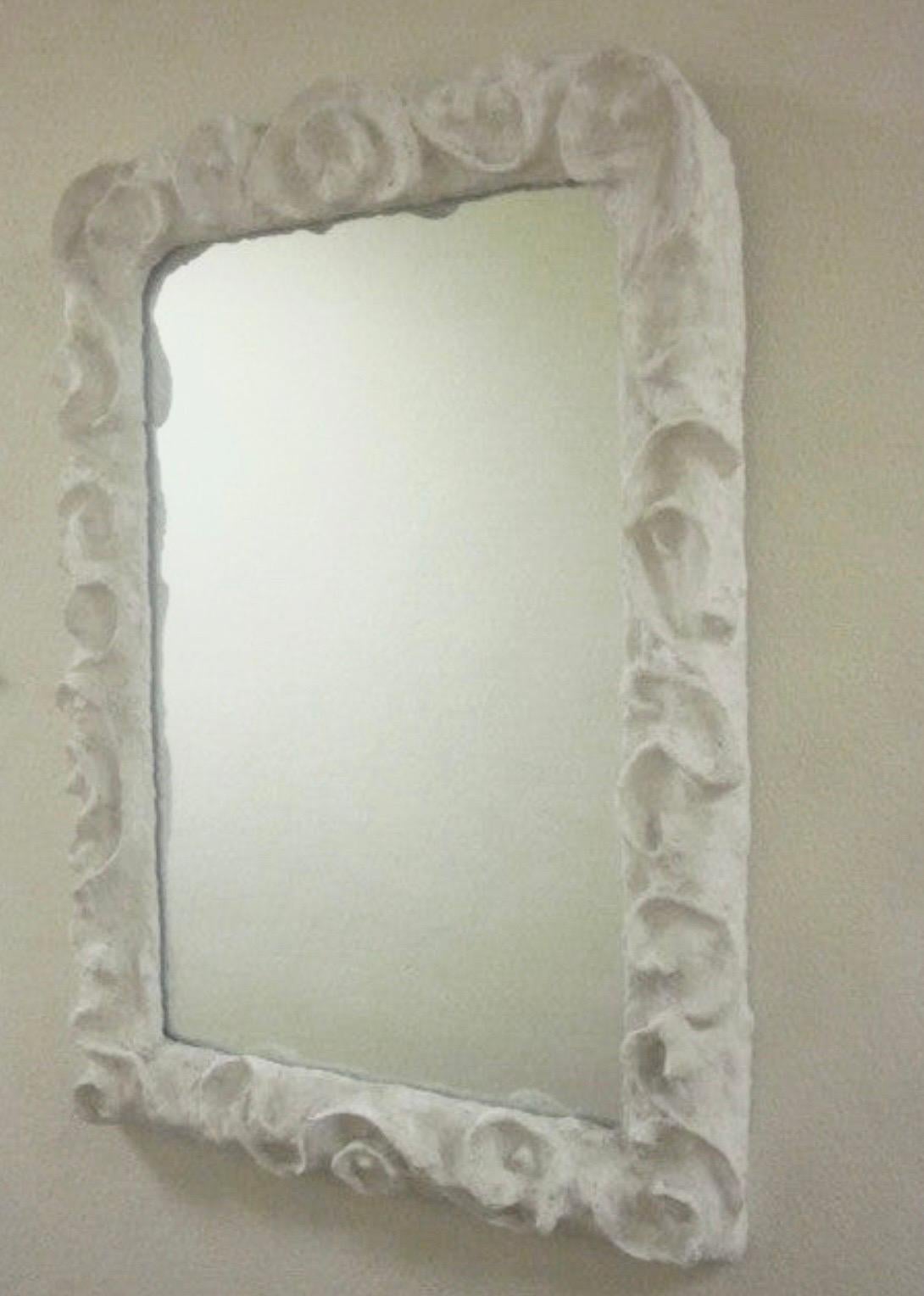 Mid-Century Modern 2 French Hand-Crafted Plaster Mirrors in the Style of Serge Roche For Sale