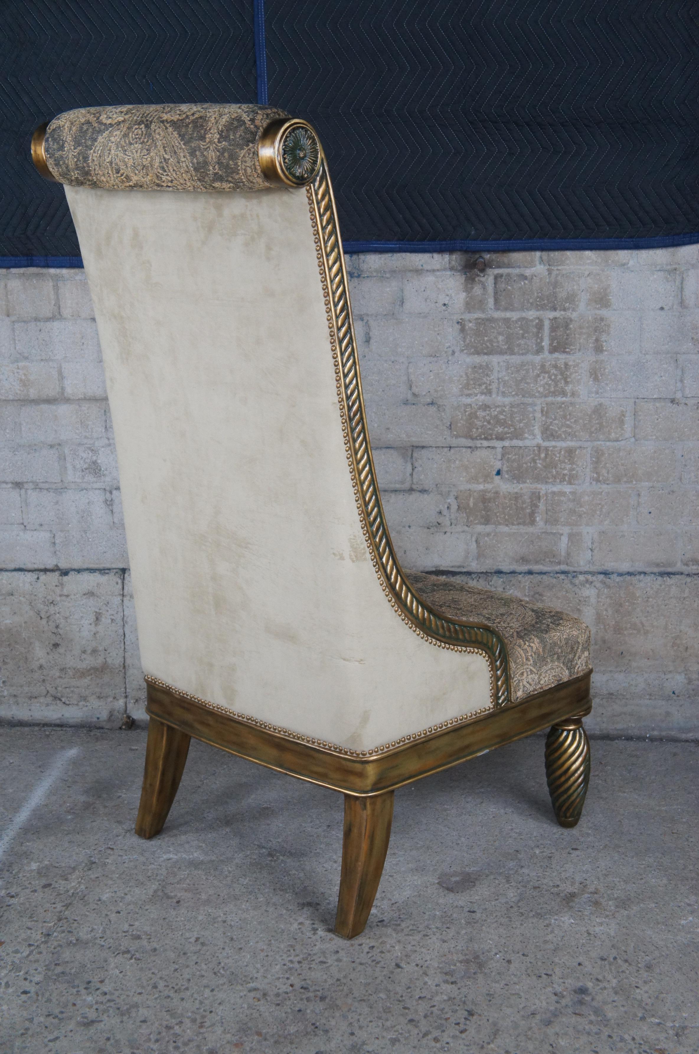 20th Century 2 French Hollywood Regency High Back Oversized Throne Club Lounge Chairs 60
