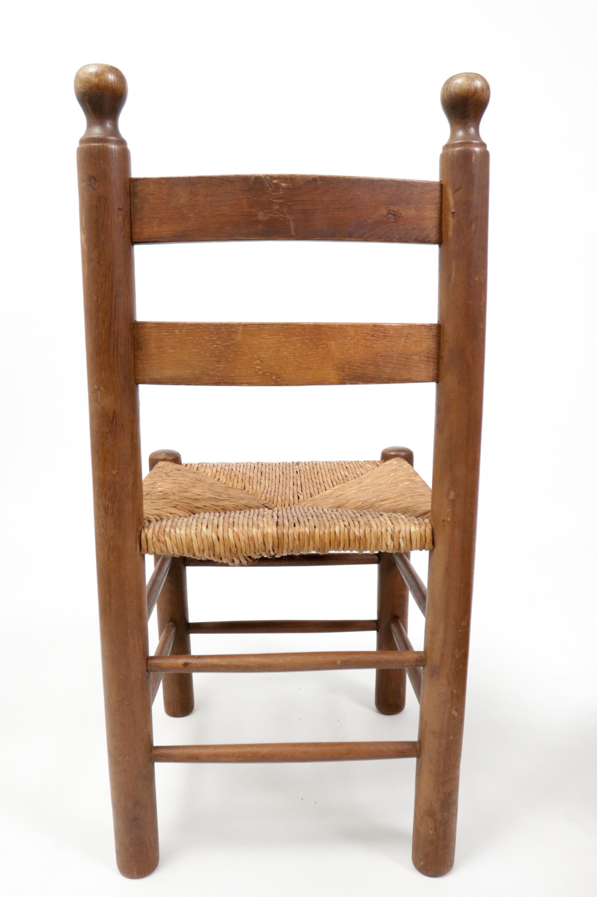 1 French Ladder Back Oak Rush Seat Dining Chairs 10