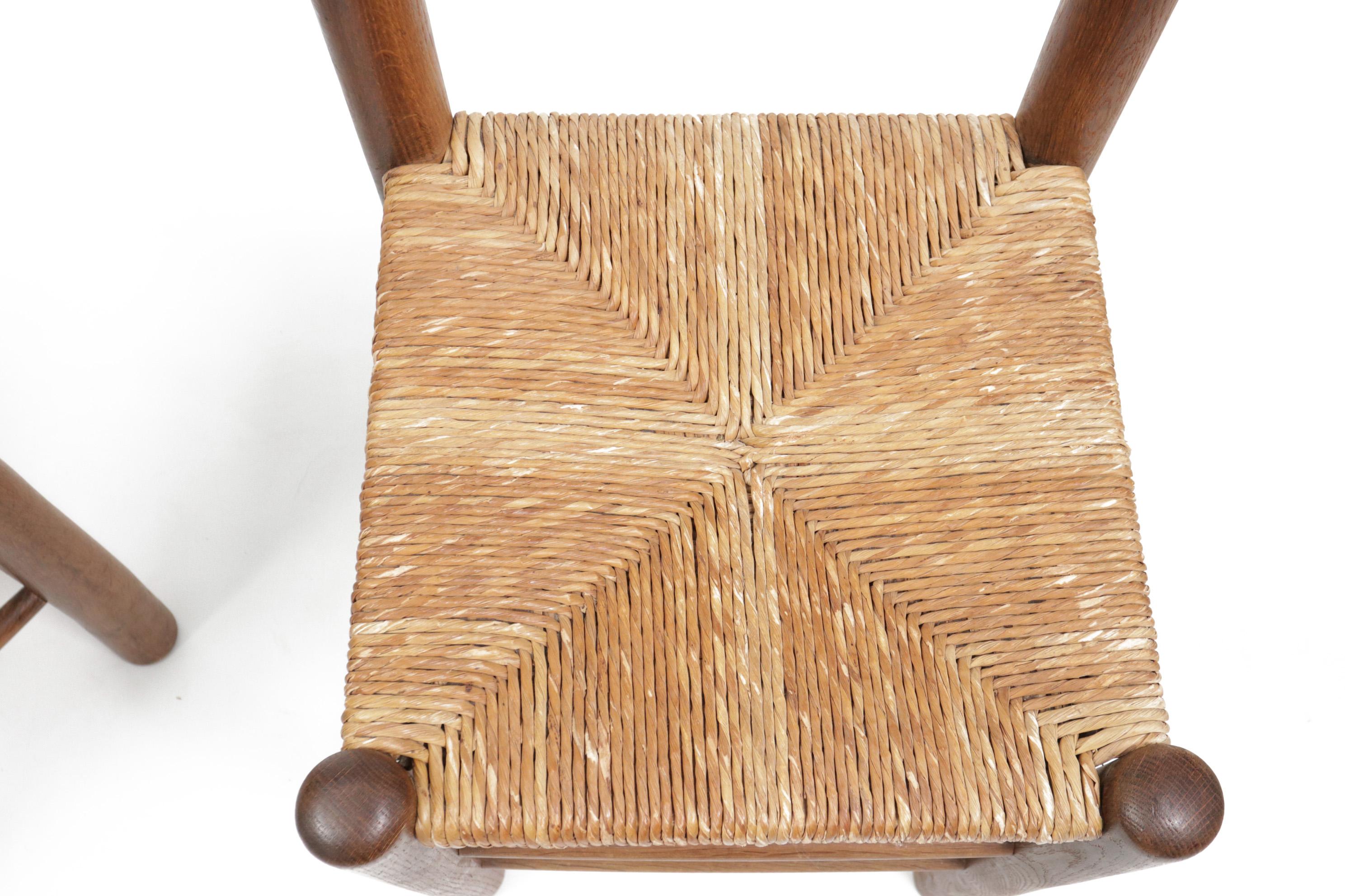 1 French Ladder Back Oak Rush Seat Dining Chairs In Good Condition In Boven Leeuwen, NL