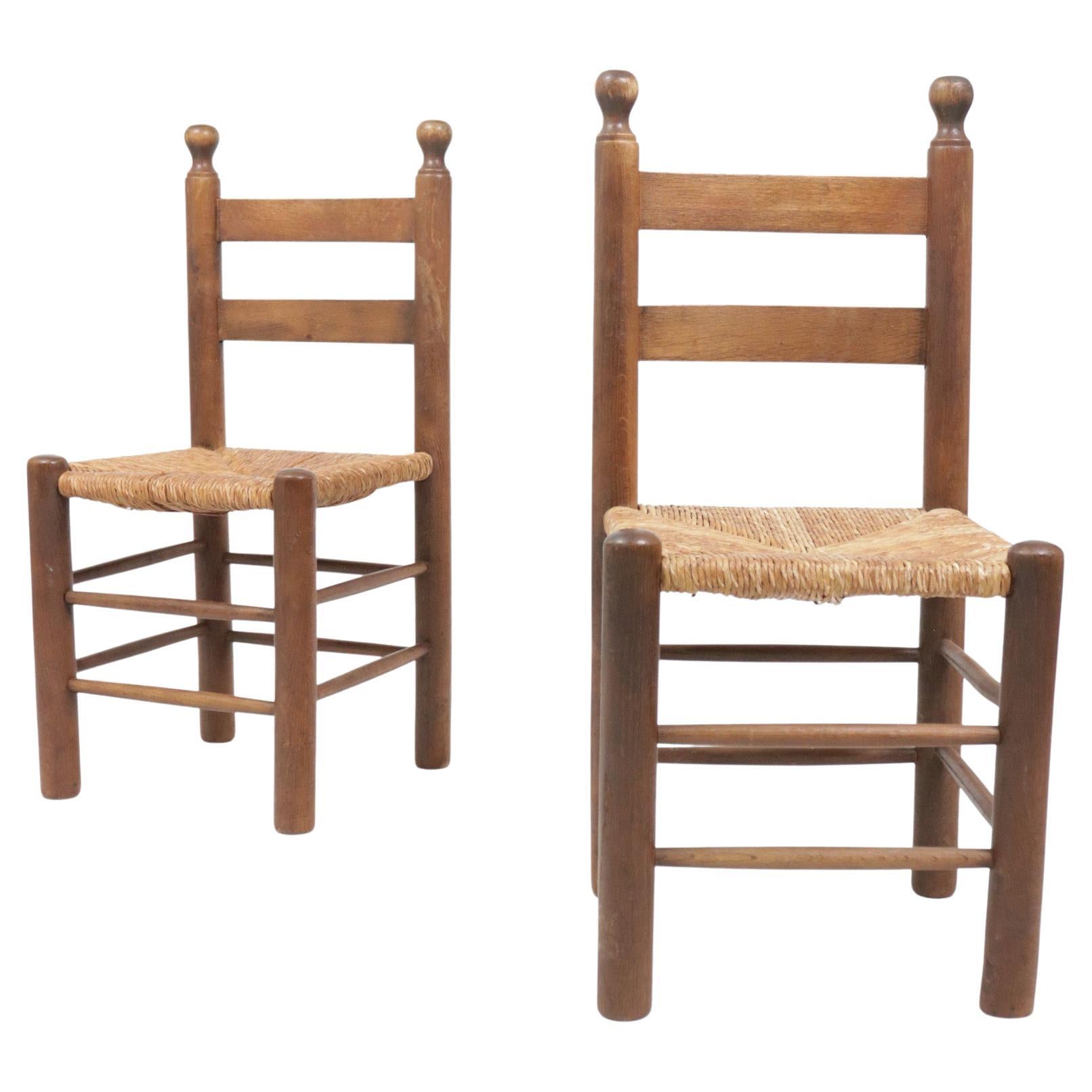 1 French Ladder Back Oak Rush Seat Dining Chairs